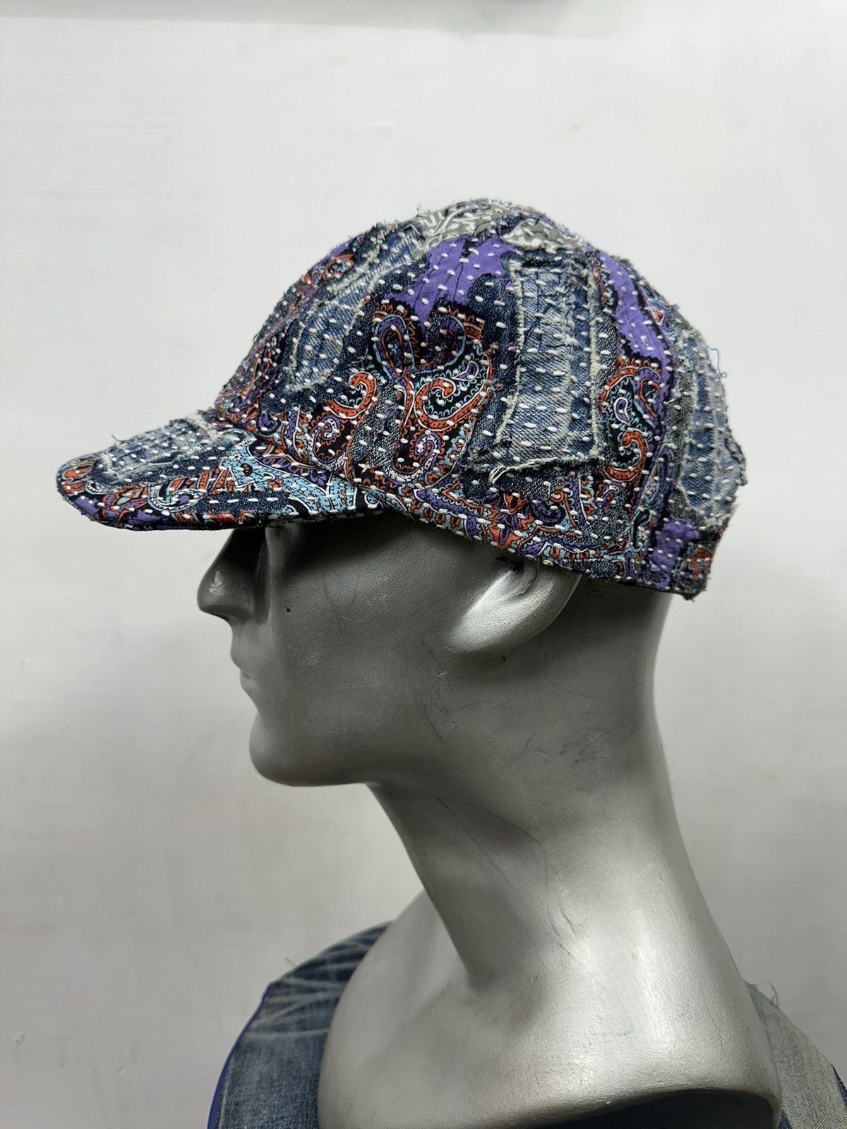 Handmade Custom Made Distressed Paisley Boro Patchwork hats Size ONE SIZE - 5 Thumbnail