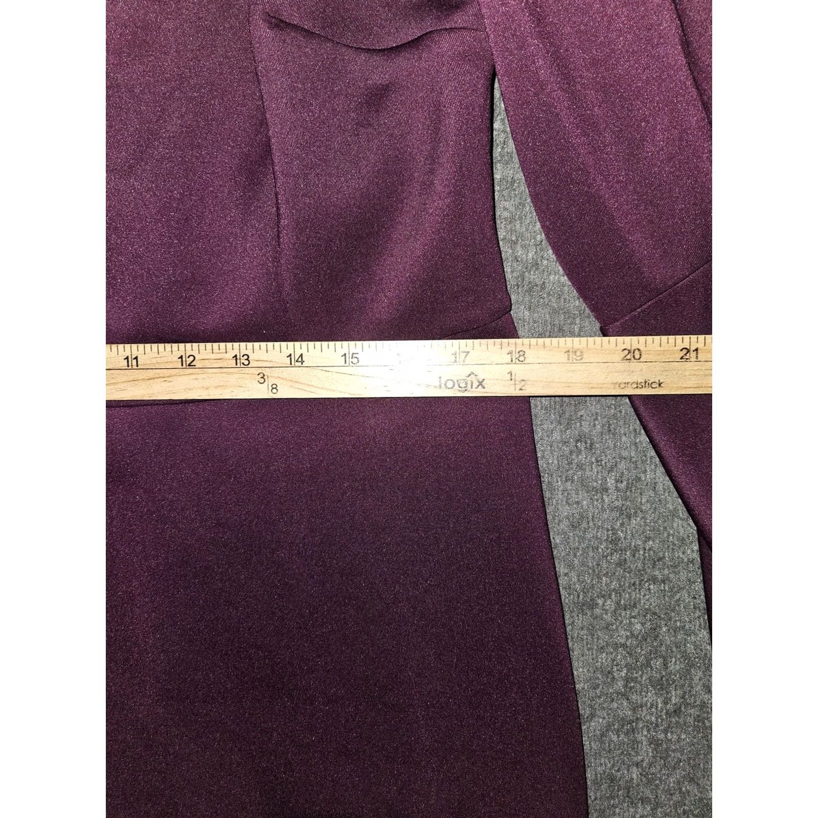 Vintage Eloquii Dress Womens 14 Purple Long Bell Sleeve Sheath Stretch Knit Cocktail Dress Size XL / US 12-14 / IT 48-50 - 5 Thumbnail