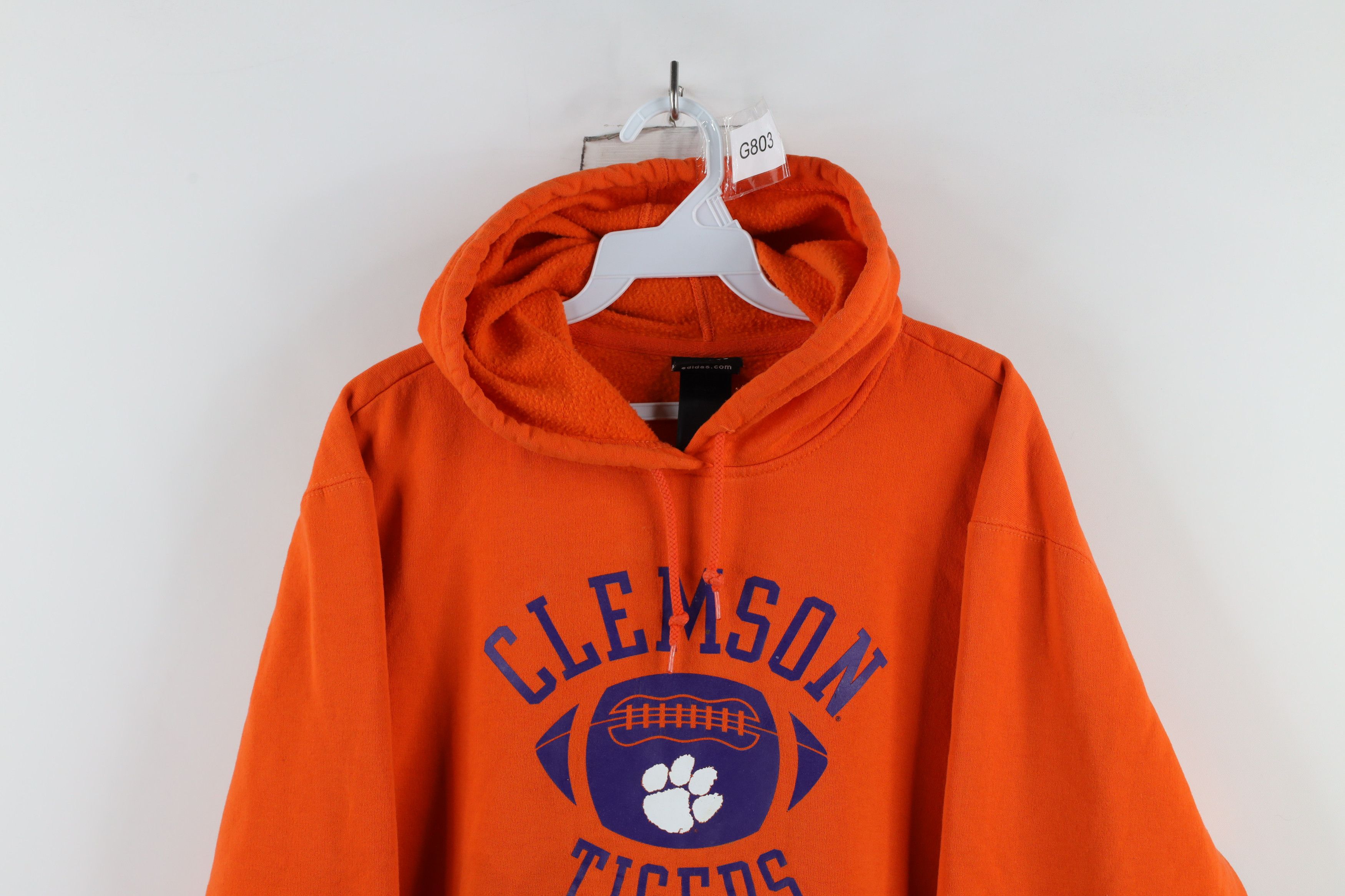 Adidas × Vintage Vintage Adidas Clemson University Football Hoodie Orange Size US M / EU 48-50 / 2 - 2 Thumbnail