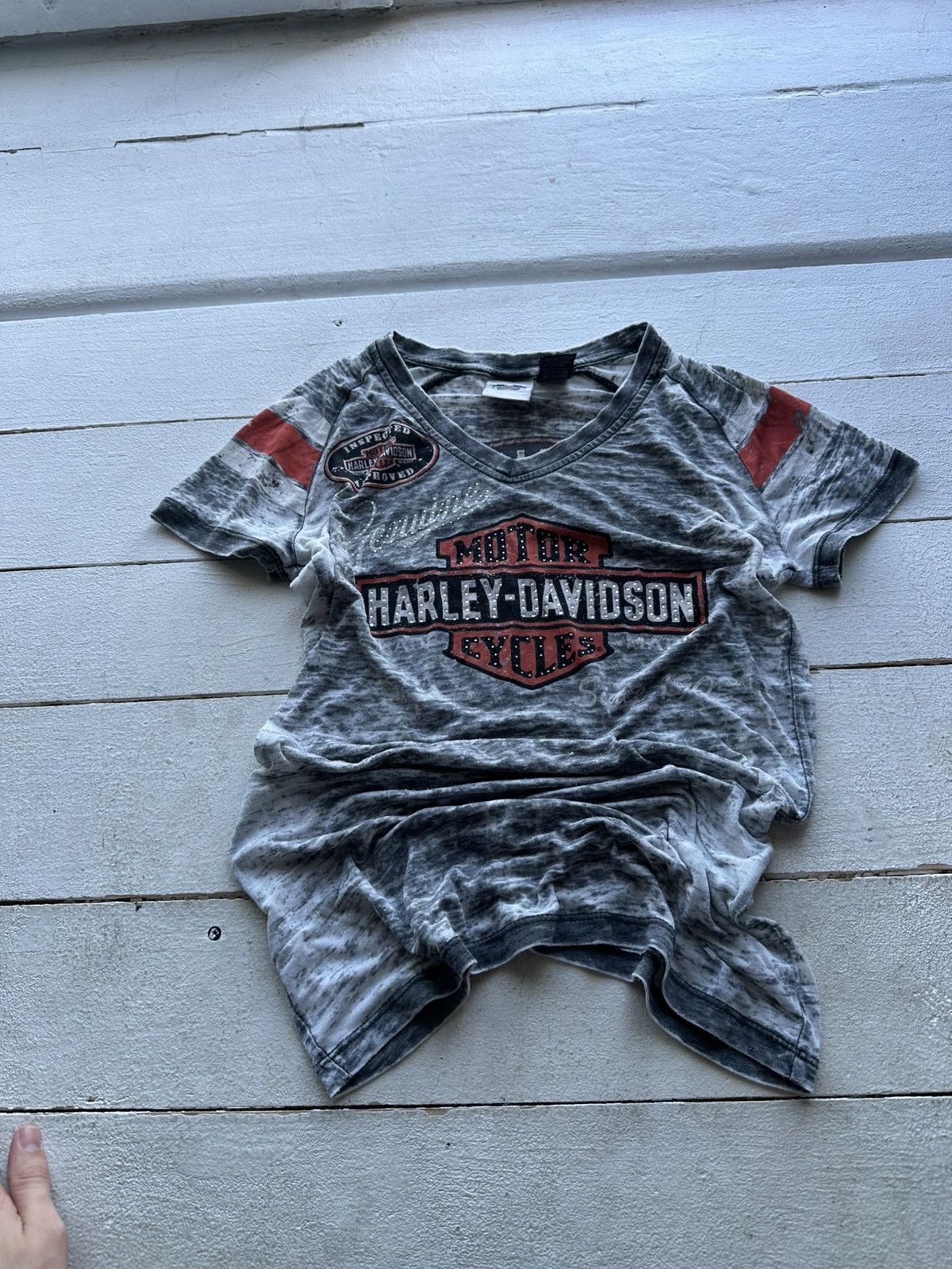 Harley Davidson 🚨VNTG HARLEY DAVIDSON WOMEN GRAY TEE BIG LOGO Size S / US 4 / IT 40 - 1 Thumbnail