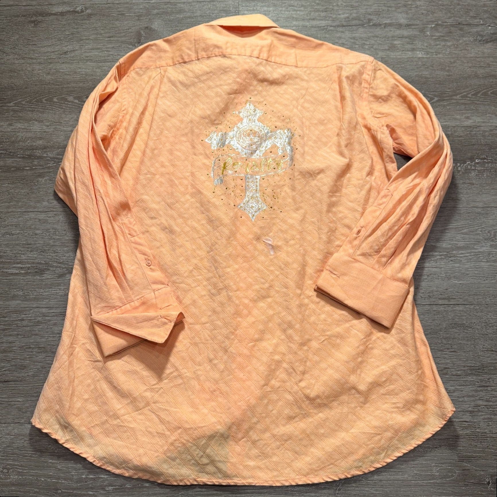 Steven Alan Steven Land Shirt Mens 16.5 34/35 Orange French Cuff Modern Fit Button Graphic Size US XL / EU 56 / 4 - 7 Thumbnail