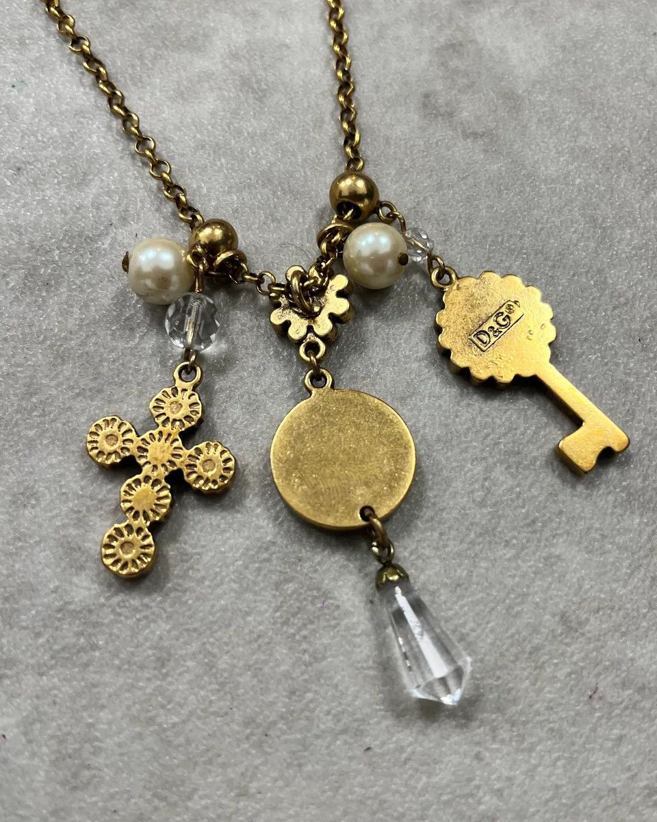 Dolce & Gabbana Dolce & Gabbana Gold Antique Steel Charm Necklace Size ONE SIZE - 6 Thumbnail
