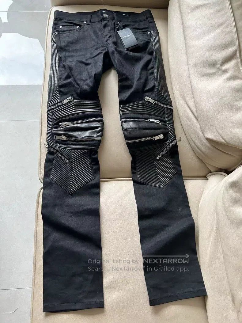 Saint Laurent サンローランbiker denim Saint Laurent Paris RARE Biker Jeans, Calf Leather With