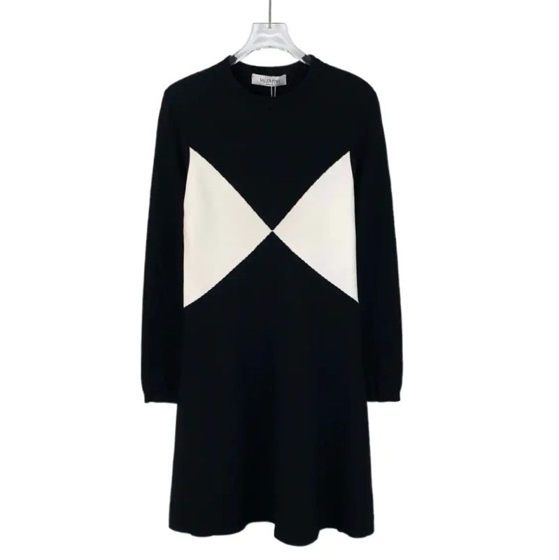 Valentino Black Midi Dress with White Detailing 0089