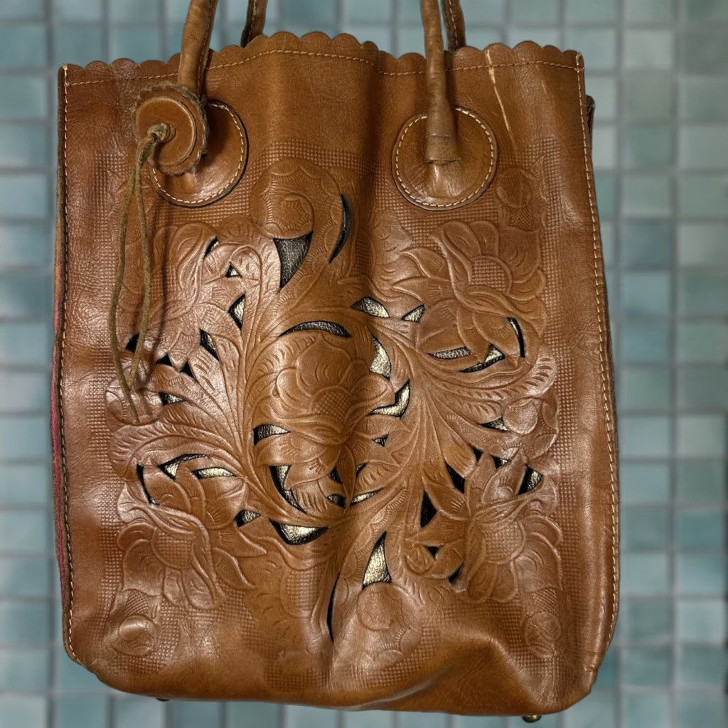Patricia Nash Patricia Nash Leather CAVO Tote Bag Purse Boho Hobo Large Brown Floral Distressed Designer Western CAVO Womens Size ONE SIZE - 1 Thumbnail