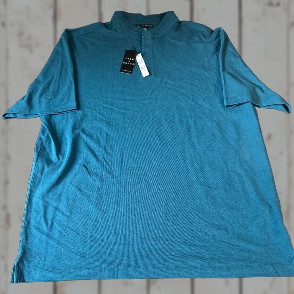 Vintage NWT Prim + Preux Men's XXL Classic Fit Blue Polyester Short Sleeve Polo Shirt Size US XXL / EU 58 / 5 - 1 Thumbnail