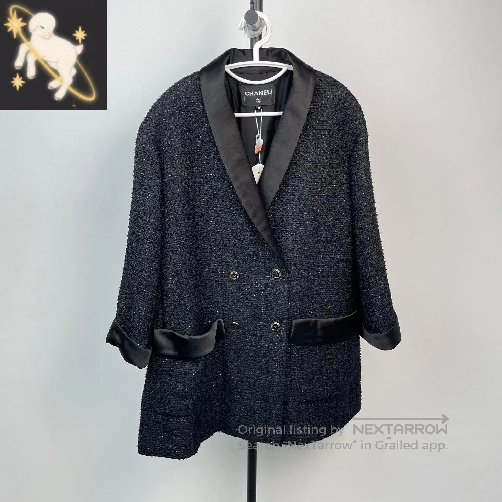 Chanel Chanel Black Fine Sparkle Shape Outerwear| Size XS / US 0-2 / IT 36-38 - 1 Thumbnail