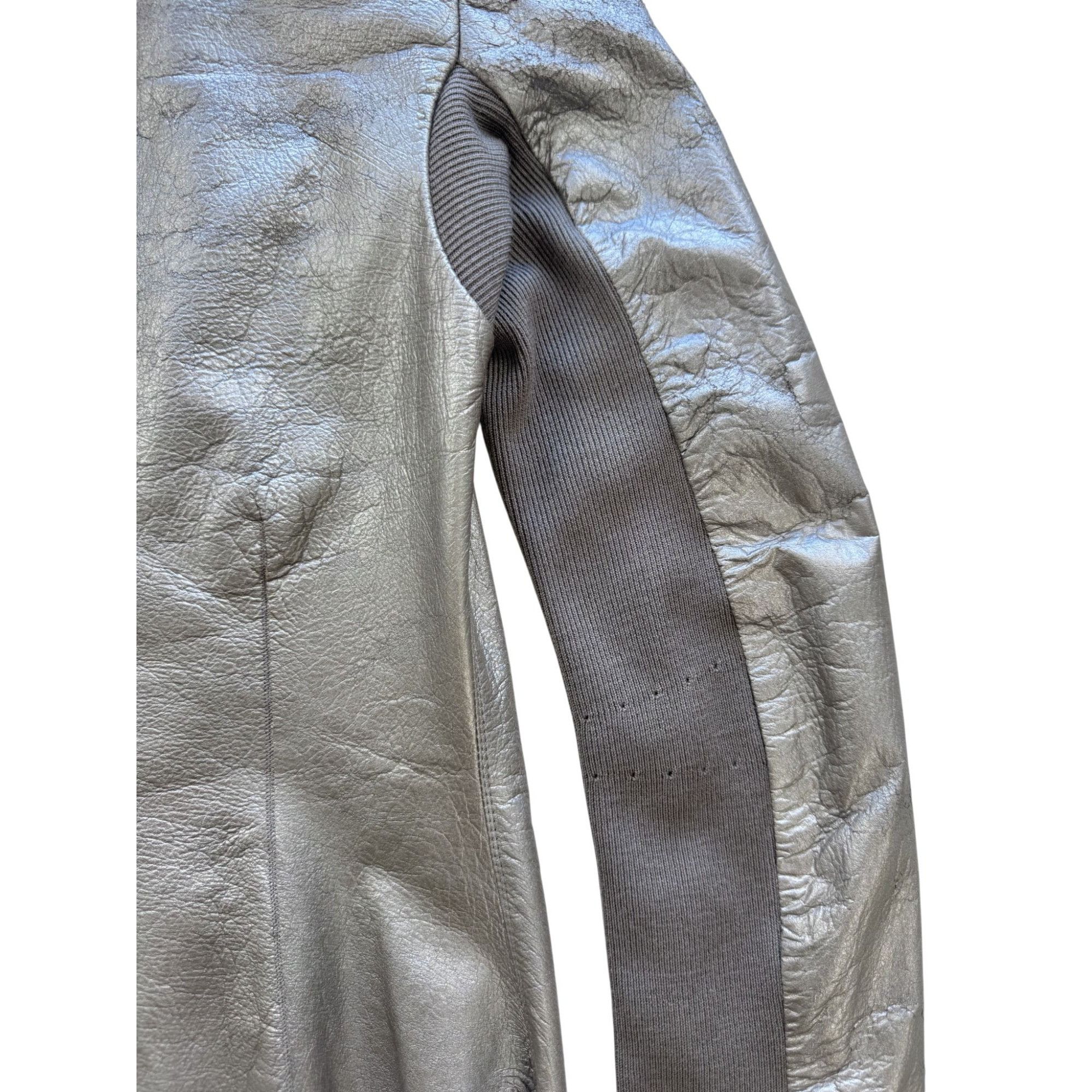 Rick Owens Rick Owens S/S18 'DIRT' Warm Silver Cowl Neck Biker Jacket Size XS / US 0-2 / IT 36-38 - 7 Thumbnail
