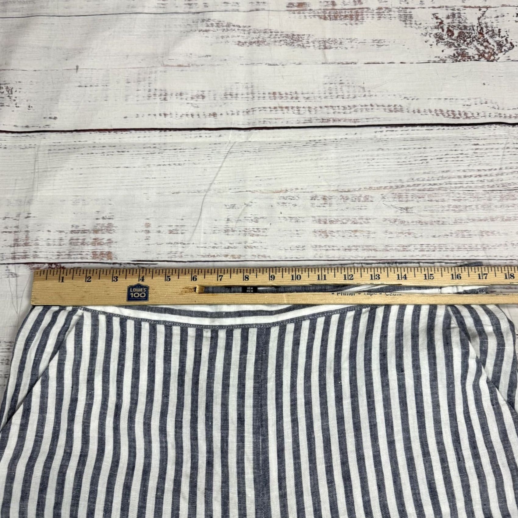 Ellen Tracy Ellen Tracy Blue White Stripe Wide-Leg Linen Crop Pants Lounge Pull On Relaxed M Women Pants Linen Stripe Wide-Leg Cropped Navy White Bluish Size 32" / US 10 / IT 46 - 2 Thumbnail
