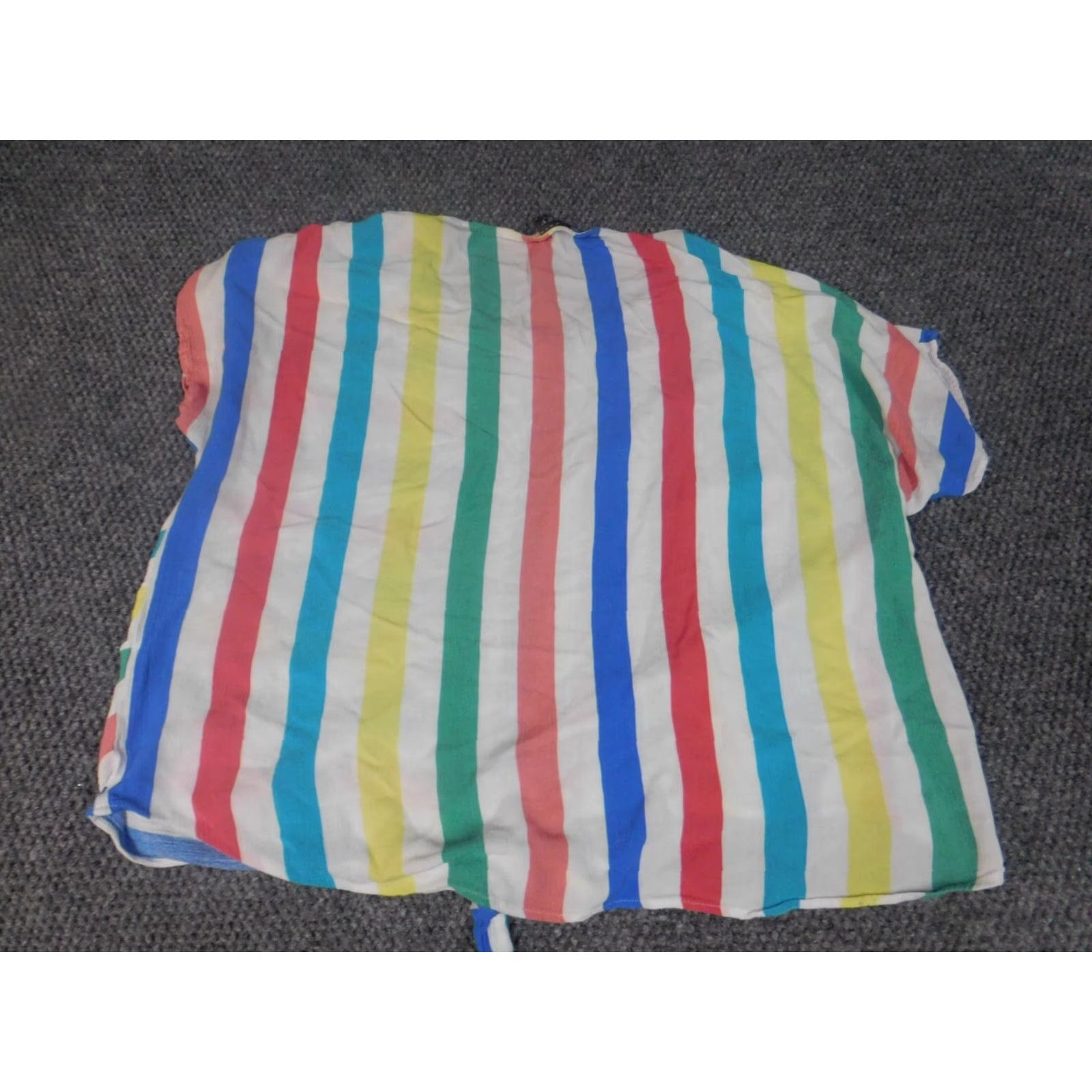 Vintage Luxology Womens Blouse XL Striped Pullover Crew Neck Short Sleeve Blue Casual Regular Polyester Rayon Button Size XL / US 12-14 / IT 48-50 - 7 Thumbnail