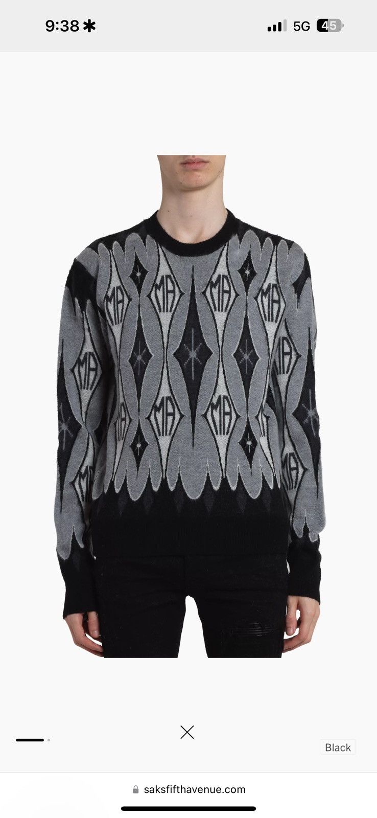 Amiri Amiri Argyle Wool Crewneck Sweater Size US L / EU 52-54 / 3 - 1 Thumbnail