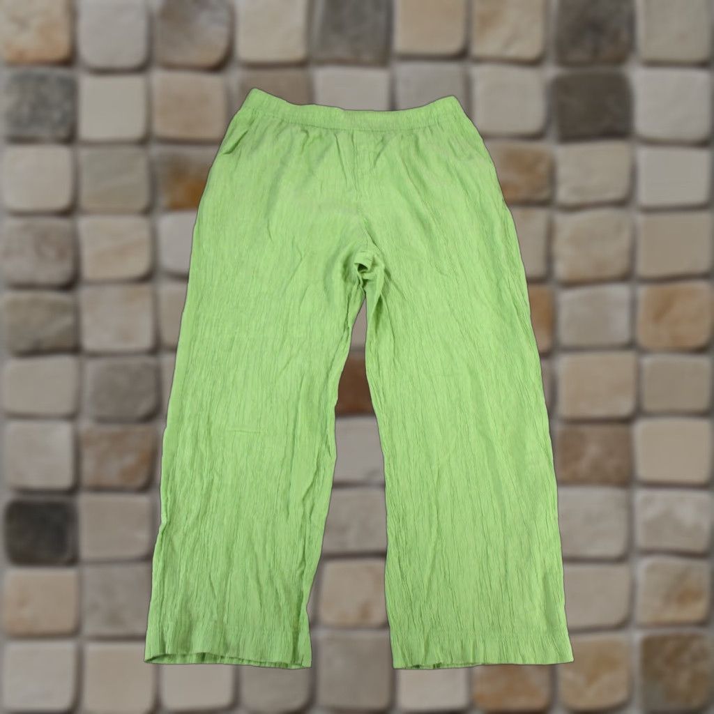 Madewell Madewell Pants Womens 2XL Crinkled Crepe Straight Leg Crop Green Size 40" / US 18 - 1 Thumbnail