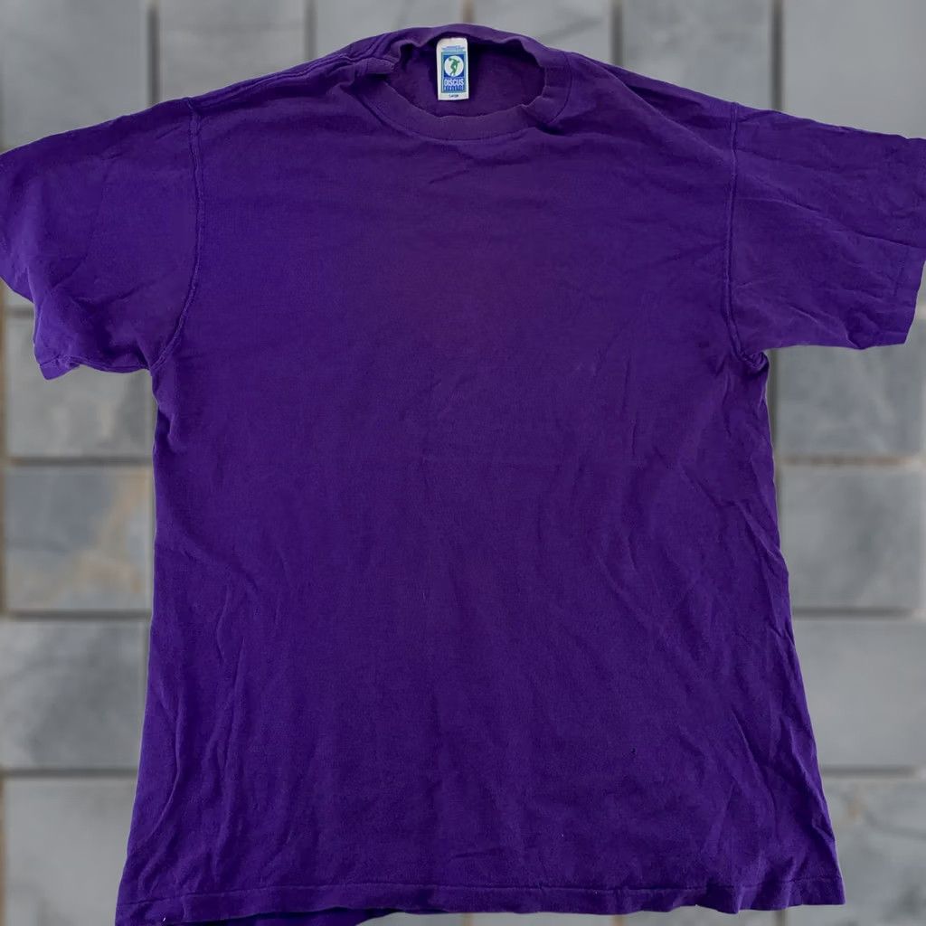 Russell Athletic VINTAGE Russell Athletic Shirt Mens M Purple 90s Crew Neck Short Sleeve Cotton Heavyweight Size US M / EU 48-50 / 2 - 1 Thumbnail