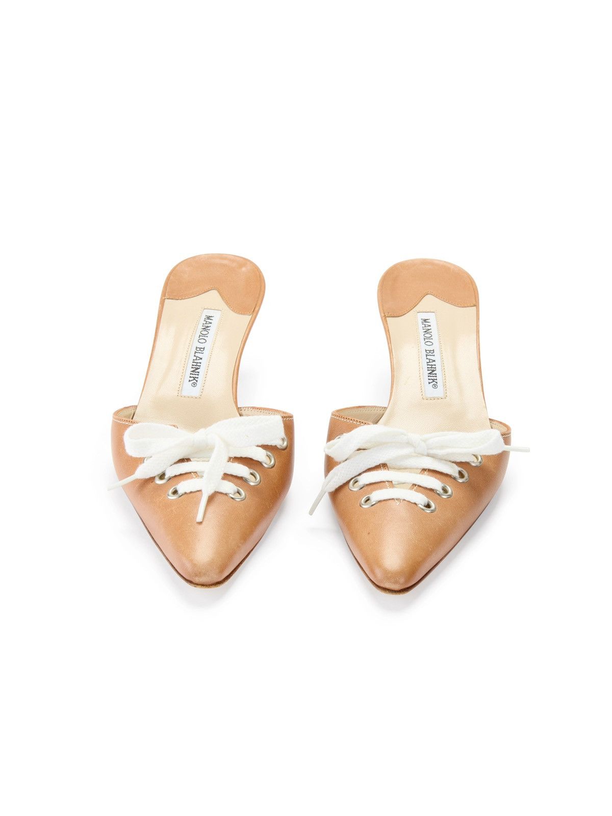Manolo Blahnik Manolo Blahnik 2000s Brown Sneaker Lace Up Mule Heels Size US 9 / IT 39 - 2 Thumbnail