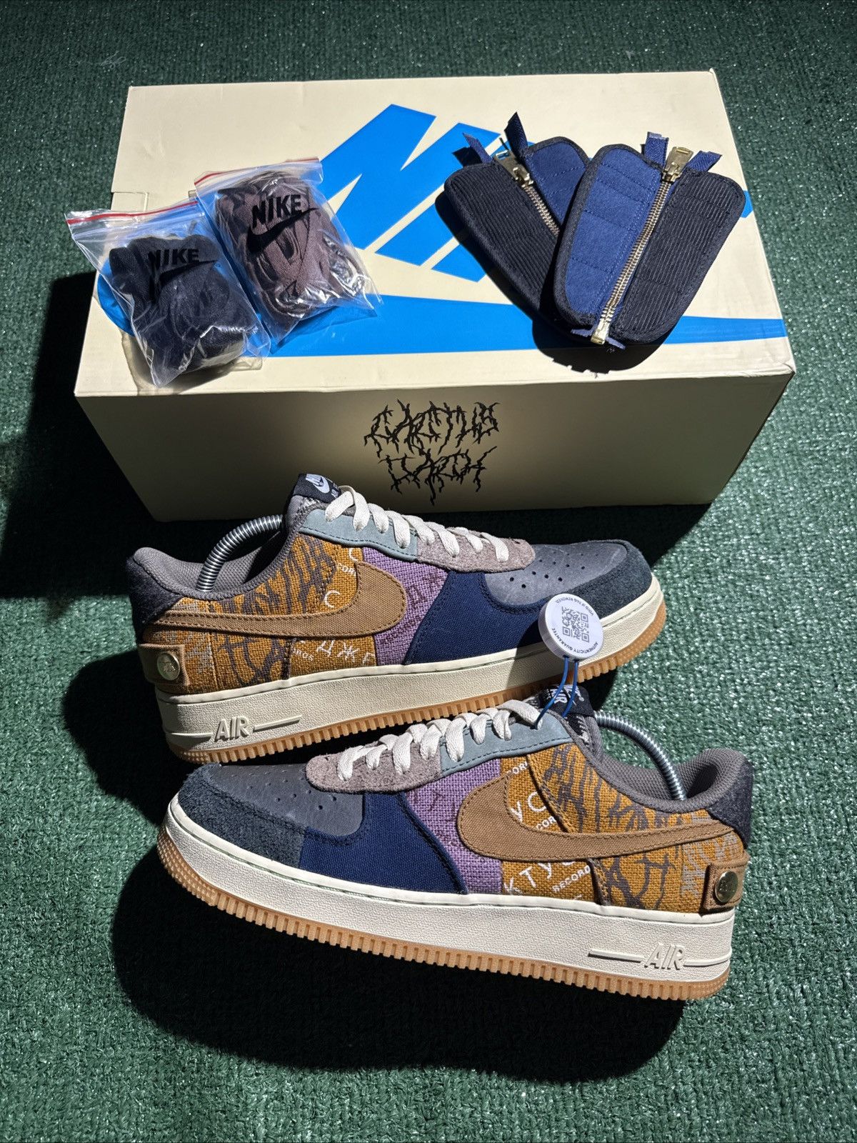 Pre-owned Nike X Travis Scott Size 9.5 - Nike Air Force 1 Low X Travis Scott Cactus Jack Shoes In Brown
