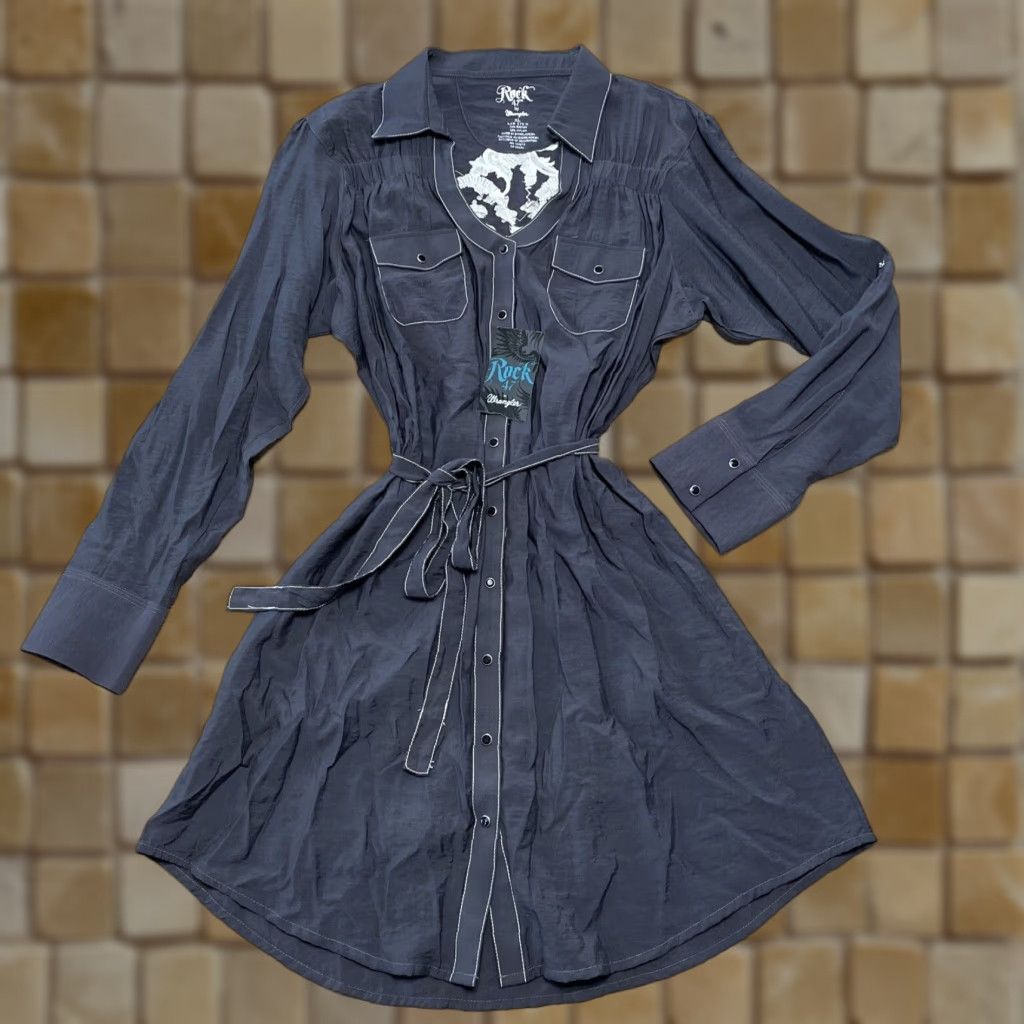 Wrangler Rock 47 by Wrangler Western Tunic Dress XL Gray Snap Embroidered Sequin Womens Size XL / US 12-14 / IT 48-50 - 1 Thumbnail