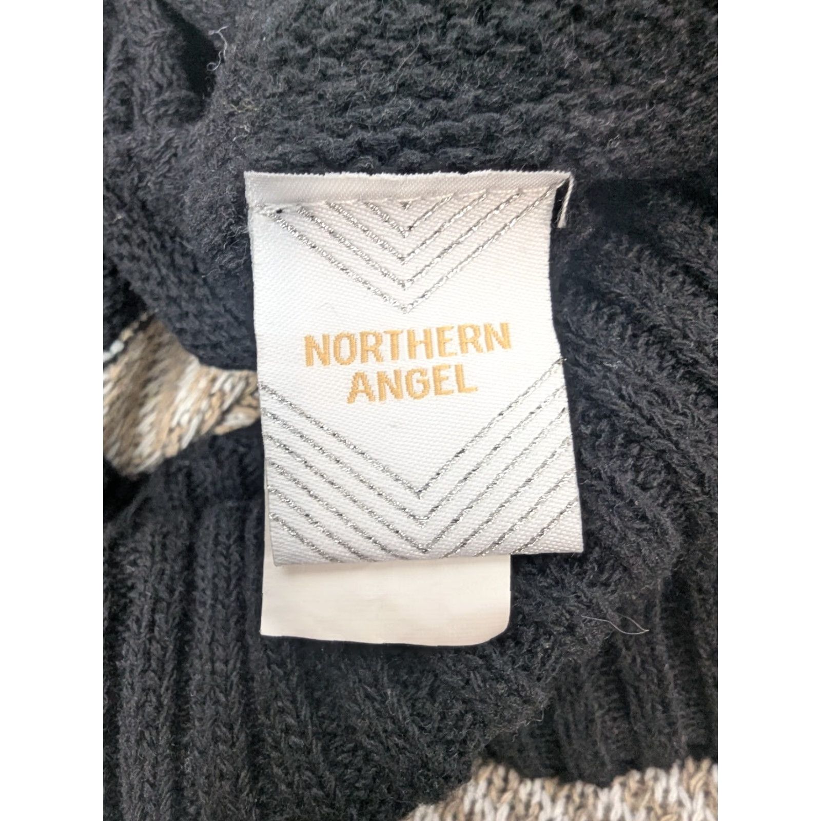 Vintage VINTAGE Northern Angel Sweater Poncho Womens S/M Black Beige Stripe Fringe Cowl Neck Size S / US 4 / IT 40 - 7 Thumbnail
