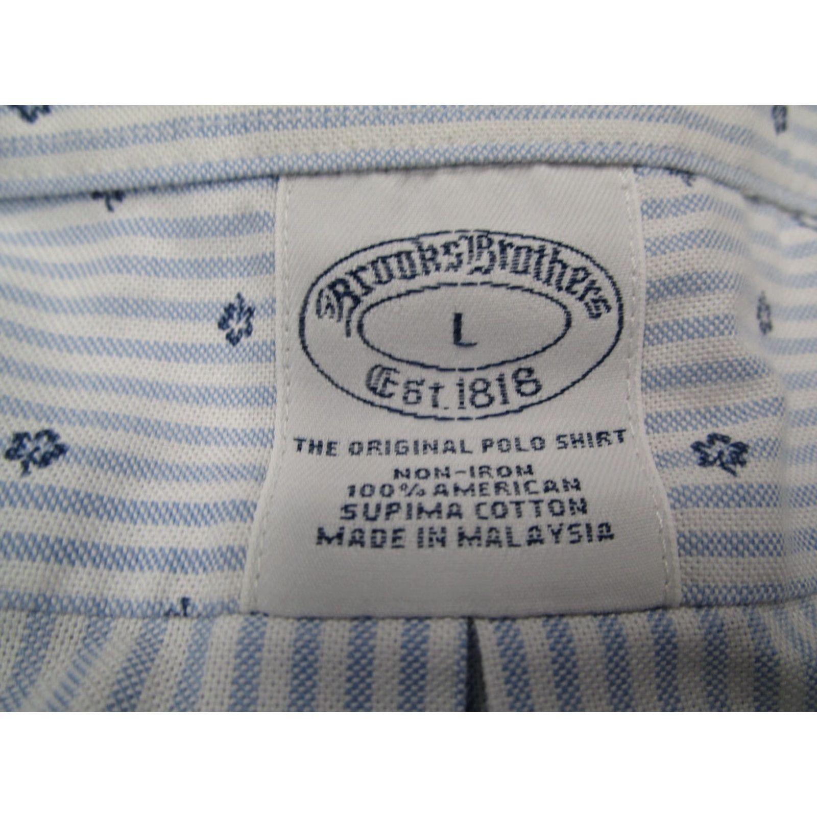 Brooks Brothers BROOKS BROTHERS Dress Shirt Mens Large Blue Floral + Striped Oxford Non Iron Supima Cotton Oxford Button-Down Collar Shirt Size 42R - 3 Thumbnail