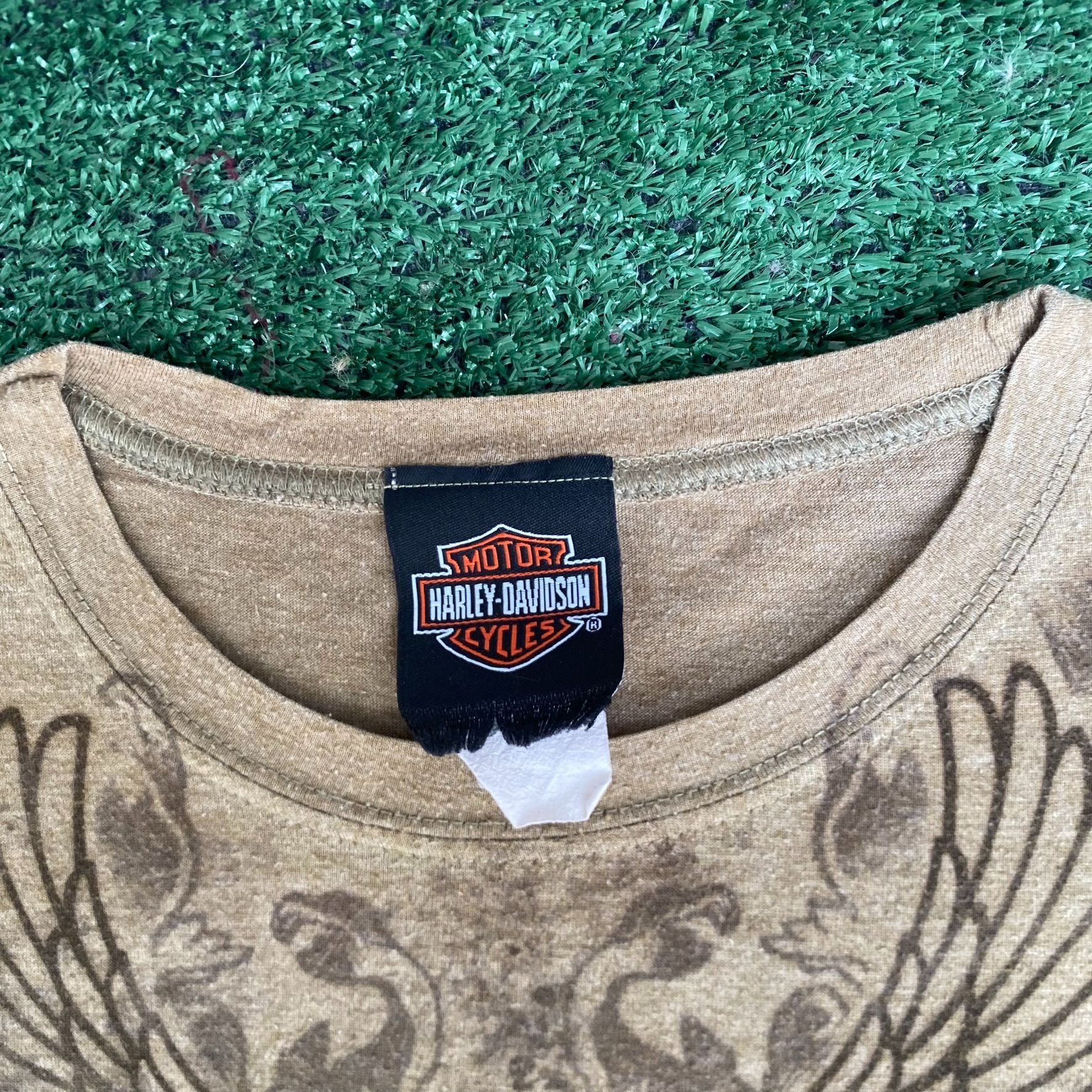 Harley Davidson Vintage Y2K Harley Davidson Shirt Biker Logo AOP Tan Tee Size US XL / EU 56 / 4 - 4 Thumbnail