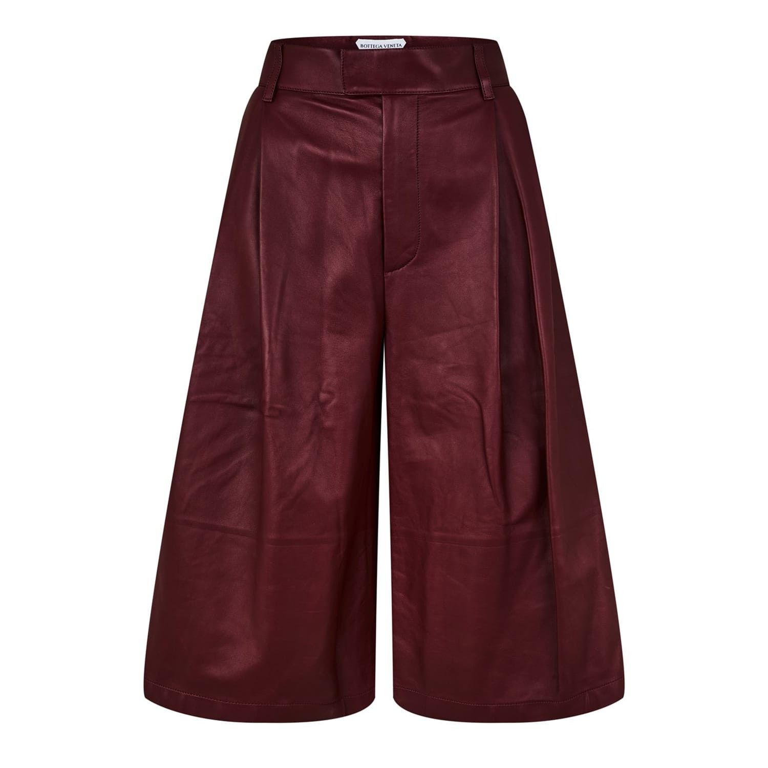 Bottega Veneta Leather Bermuda Shorts in Red