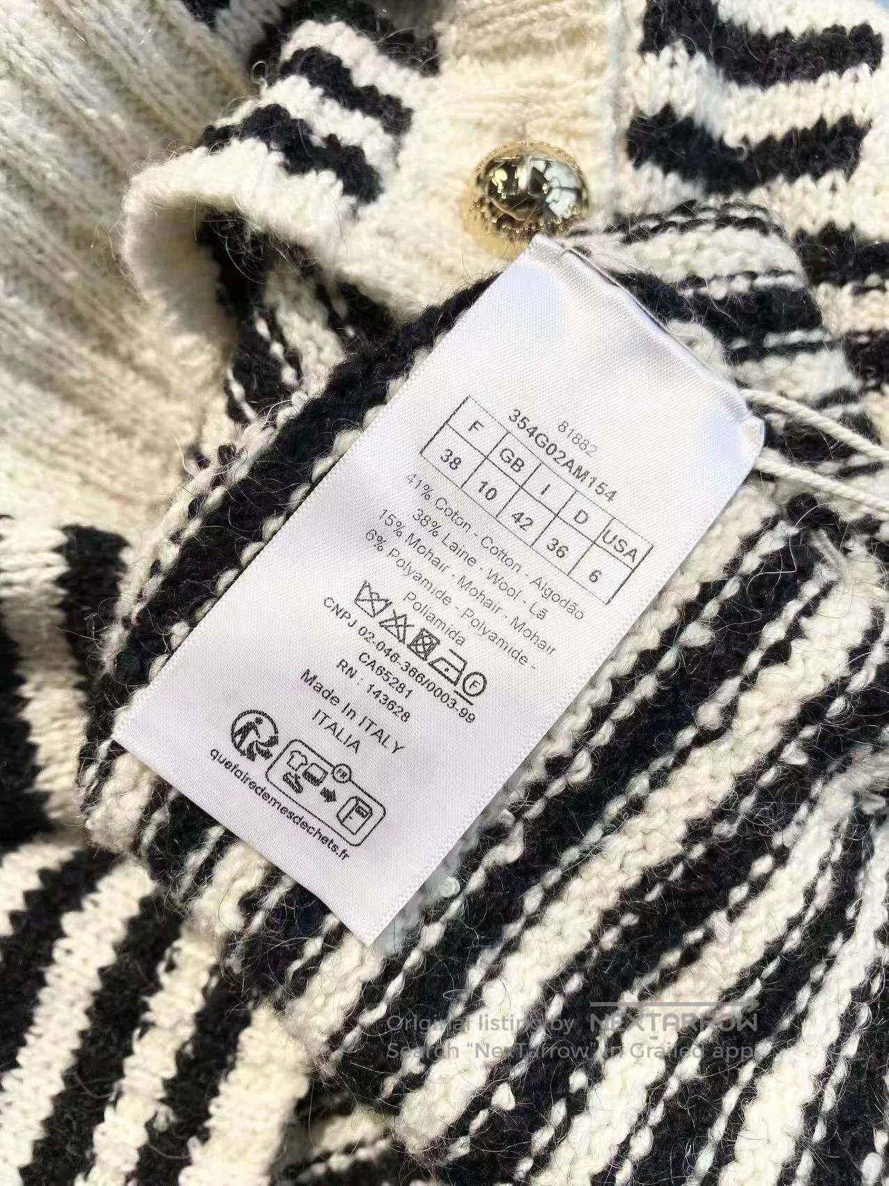 Dior Dior Black and white striped gold button knitted cardigan| Size XS / US 0-2 / IT 36-38 - 5 Thumbnail