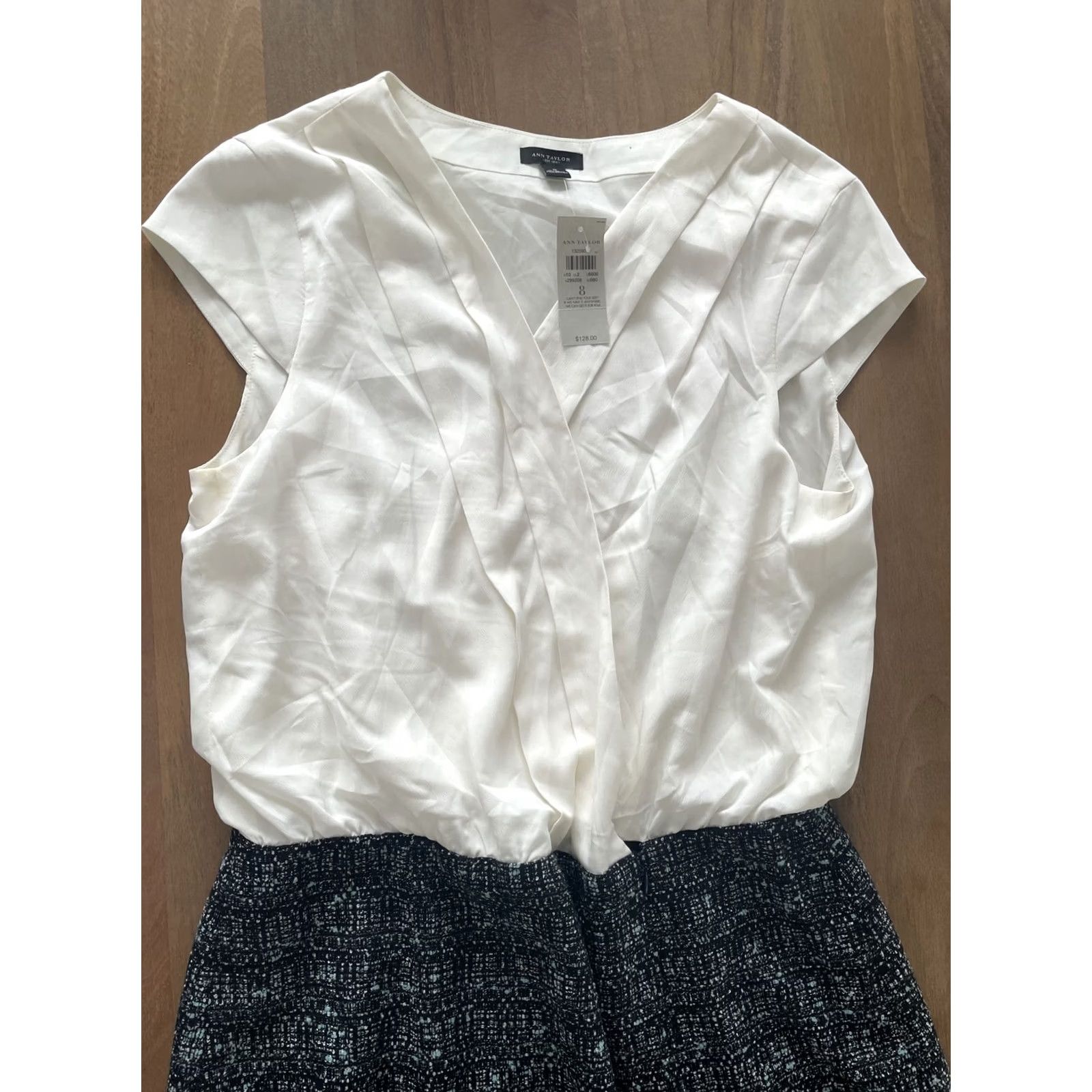 Ann Taylor NWT Ann Taylor Dress Womens 8 Black/White Sleeveless A-Line Bodycon Office Dress Shirt? Size M / US 6-8 / IT 42-44 - 5 Thumbnail