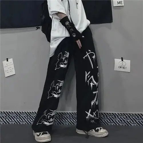 Japanese Brand × Vintage Black Harajuku printed anime sweatpants Size US 32 / EU 48 - 2 Thumbnail
