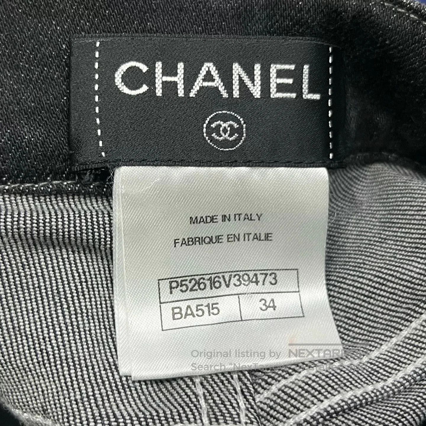 Chanel Chanel Black Lace Trim Straight Jeans. Size 33" - 3 Thumbnail