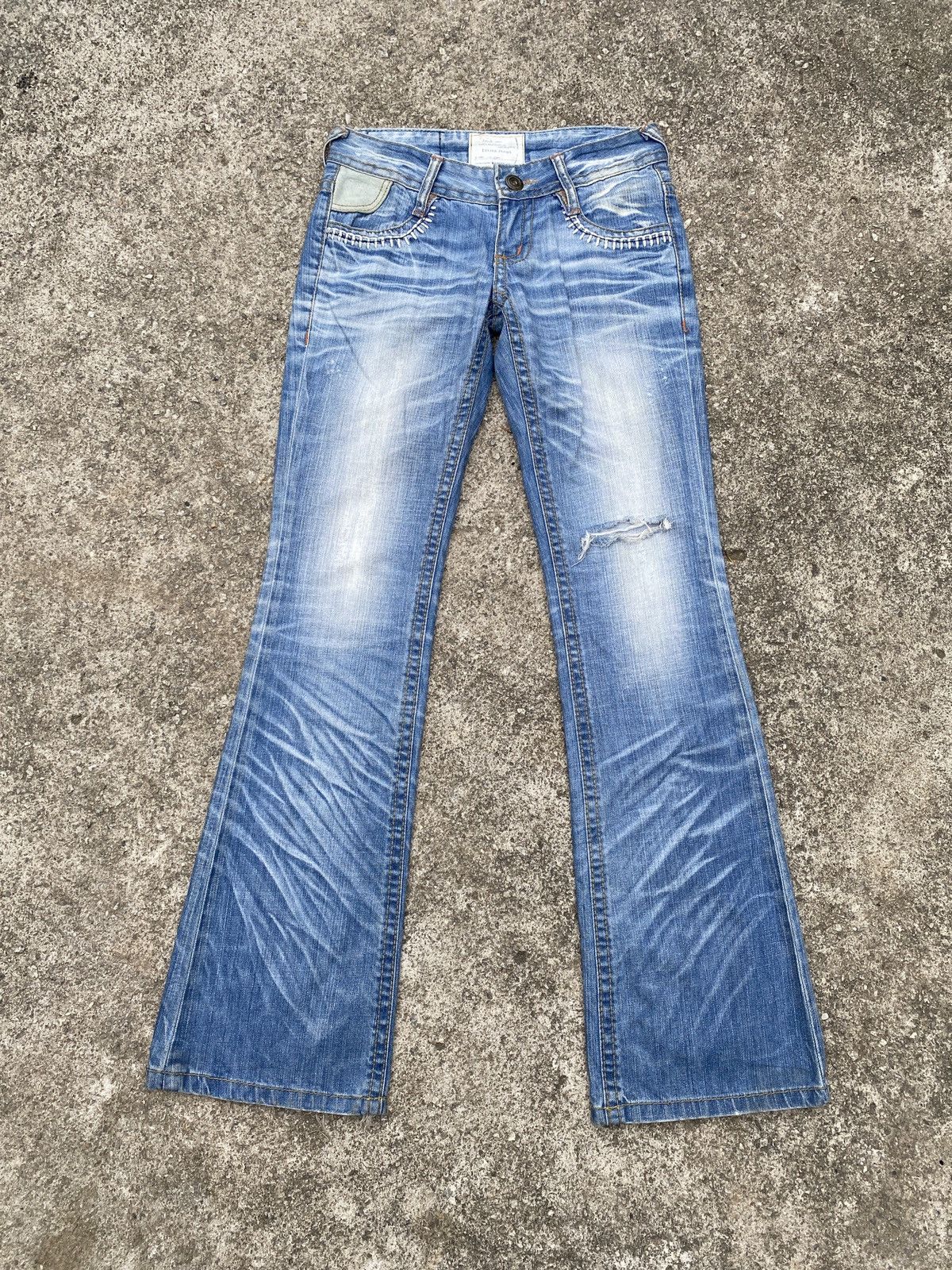 If Six Was Nine × Japanese Brand × Tornado Mart 1990s - Lolita Jeans Japan Claws Mark Washed Flare Denim Size US 29 - 1 Thumbnail