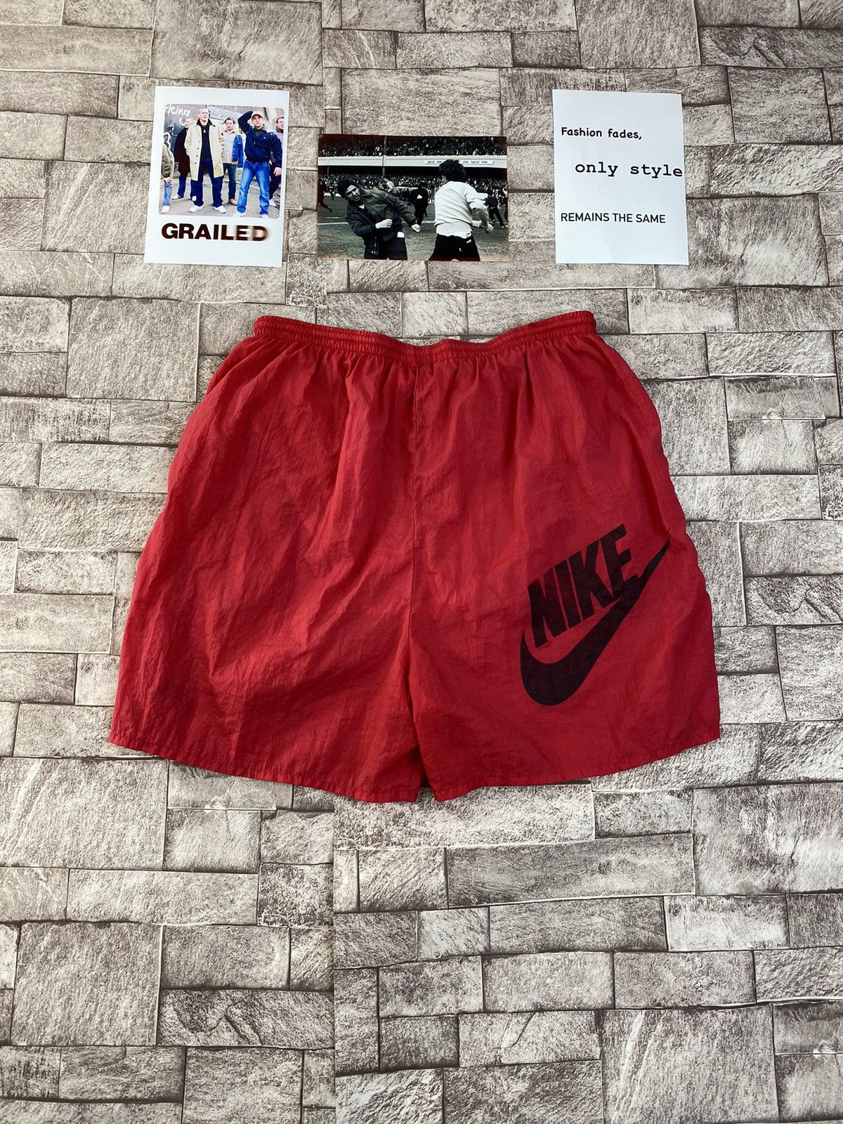 Nike × Vintage Vintage Nike Nylon Shorts 90s Big Logo Swoosh Men Red Size US 36 / EU 52 - 9 Thumbnail