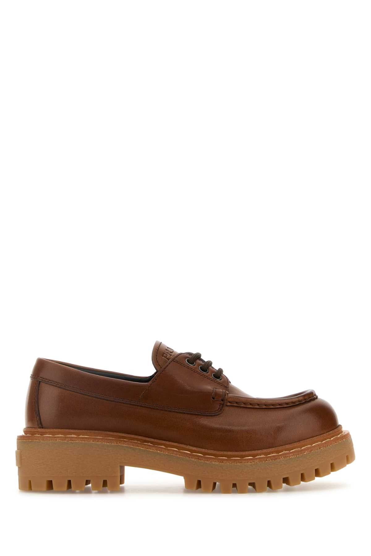Prada Caramel Leather Lace-Up Shoes, Women's (Size 10)