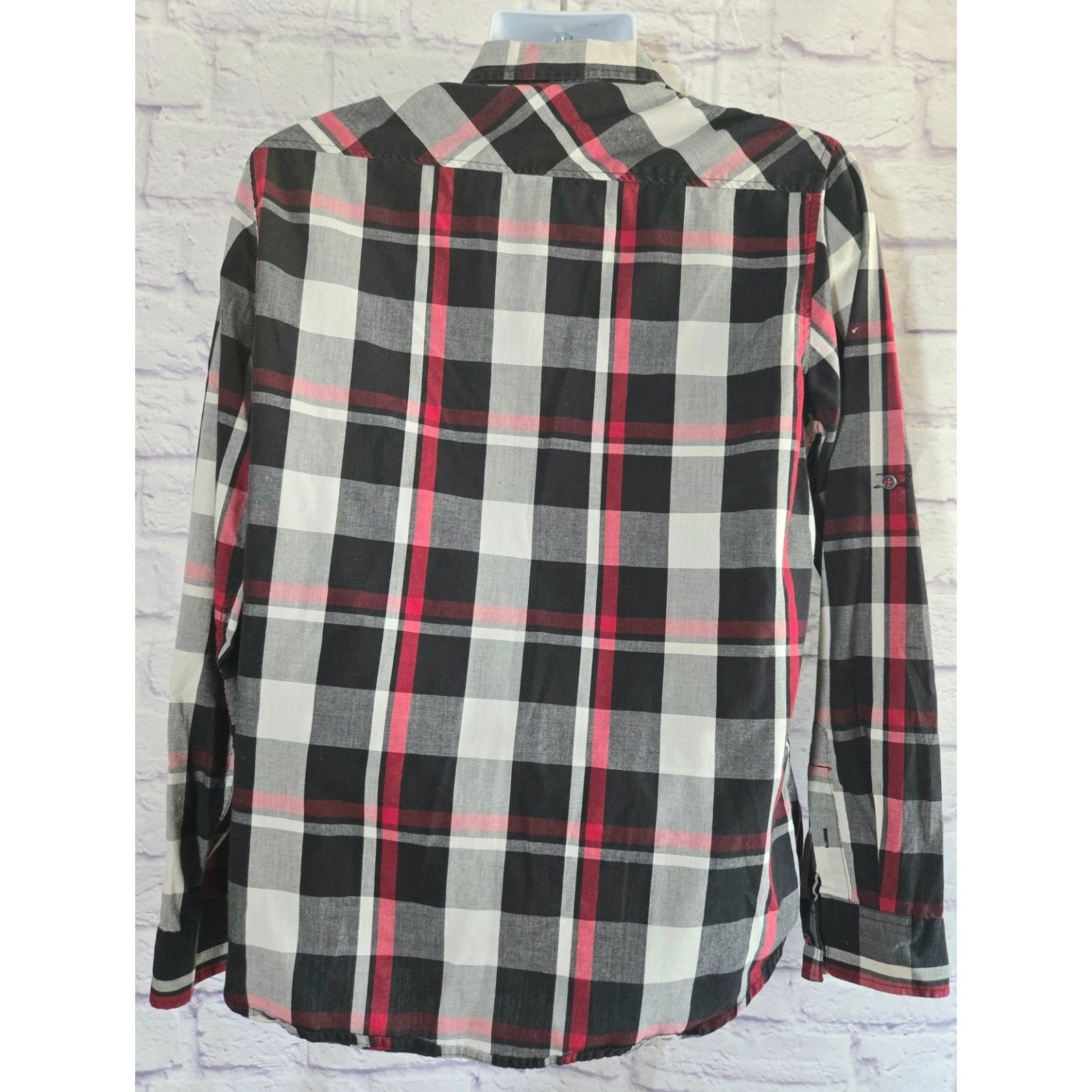 Eighty Eight Eighty Eight Red Black White Plaid Roll Tab Button Shirt M Size US M / EU 48-50 / 2 - 3 Thumbnail