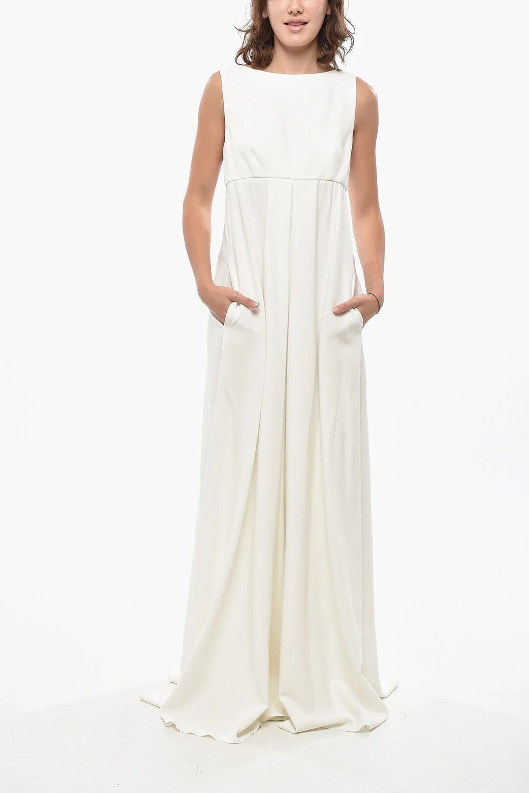 Max Mara og1mm0426 Super Wide-Leg Jumpsuit in White Size 27" / US 4 / IT 40 - 1 Thumbnail
