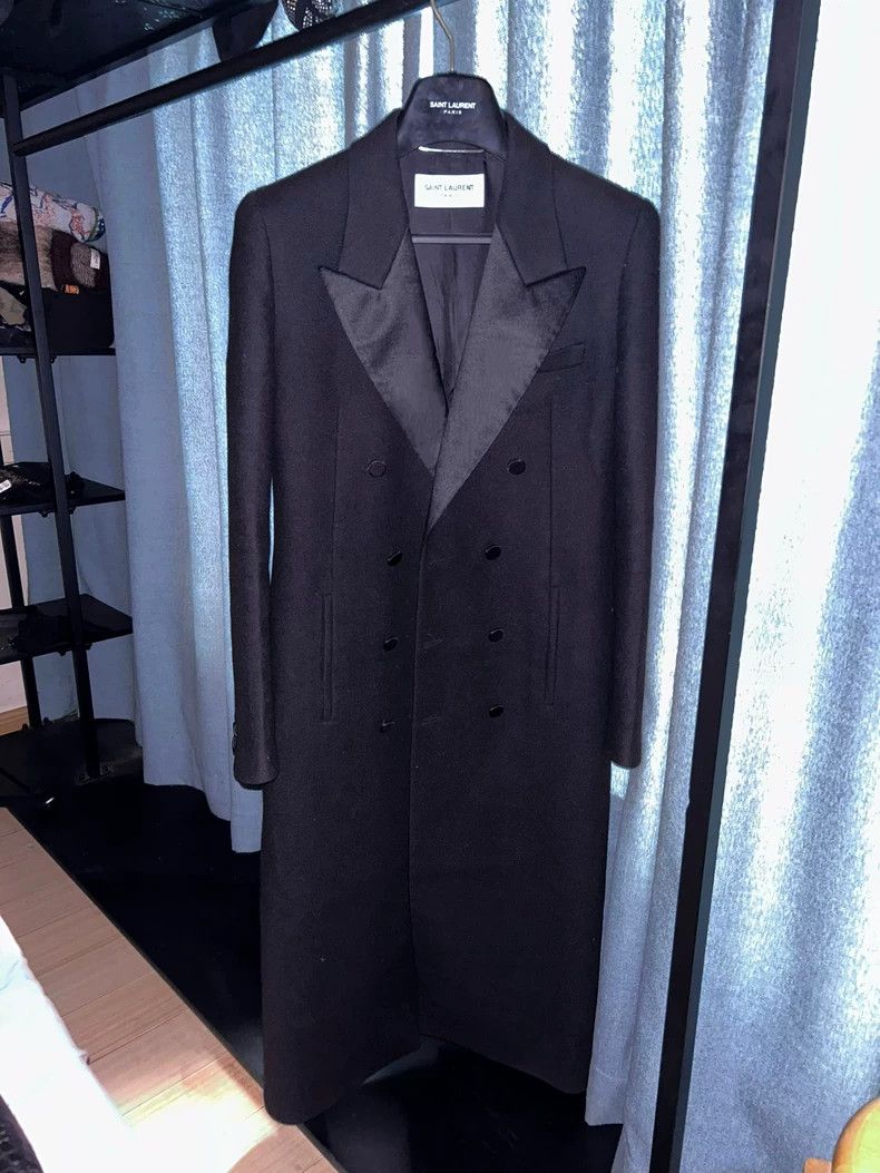 Saint Laruent 23SS Sword Neck Double Breasted Smoking Coat