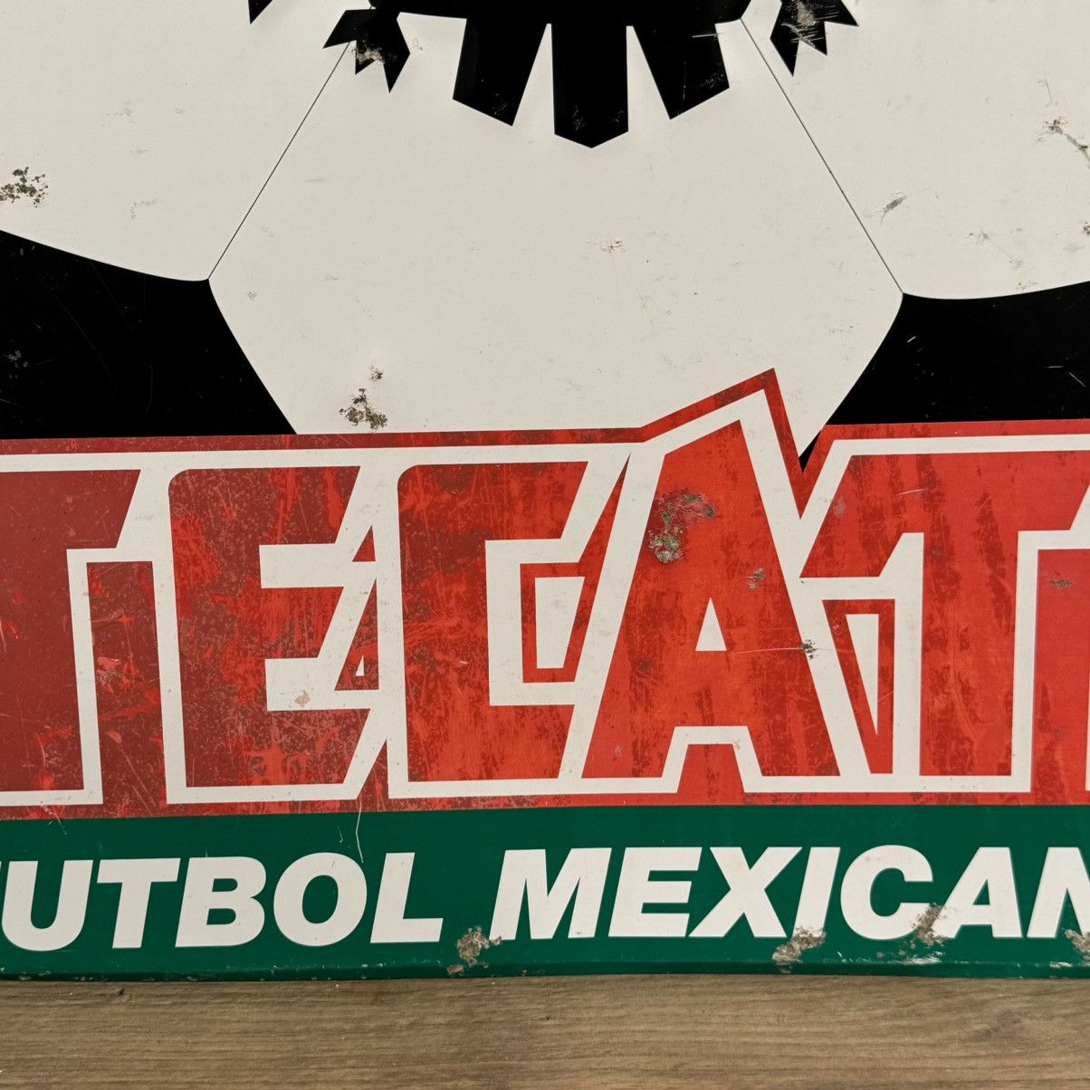 Tecate “Futbol Mexicano” 22x20in Tin Mexico Soccer Beer Sign
