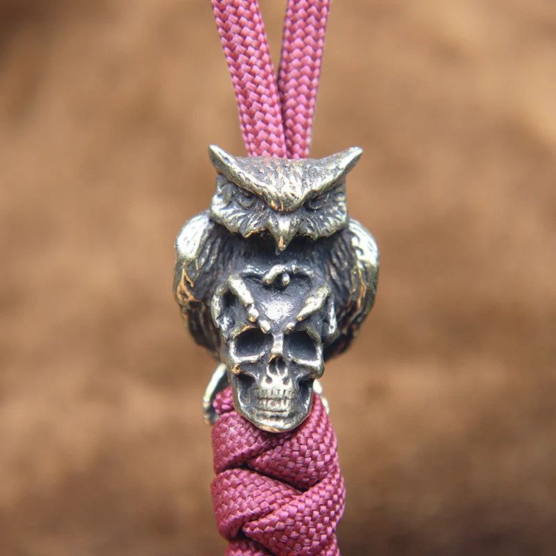 Handmade 3Pcs Owl Skull Knife Beads Paracord Bead Zipper Umbrella Size ONE SIZE - 4 Thumbnail
