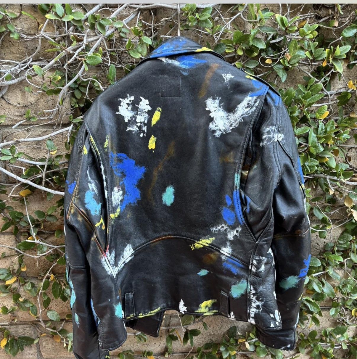 Other Res Ipsa Hand-painted Leather Jacket Size US L / EU 52-54 / 3 - 2 Thumbnail