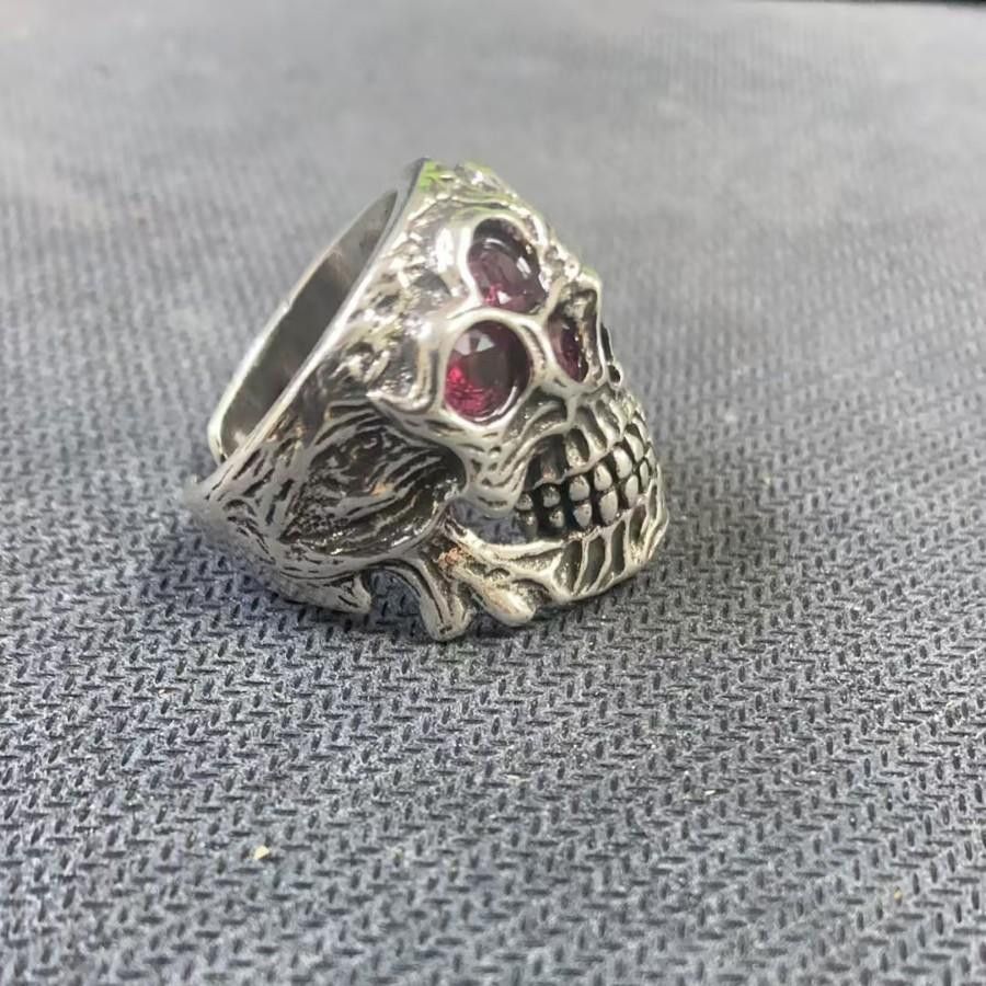 Jewelry Skull Vibe Jewelry Rings Open Size Chrome Ring (Size 7-13) Size ONE SIZE - 4 Thumbnail