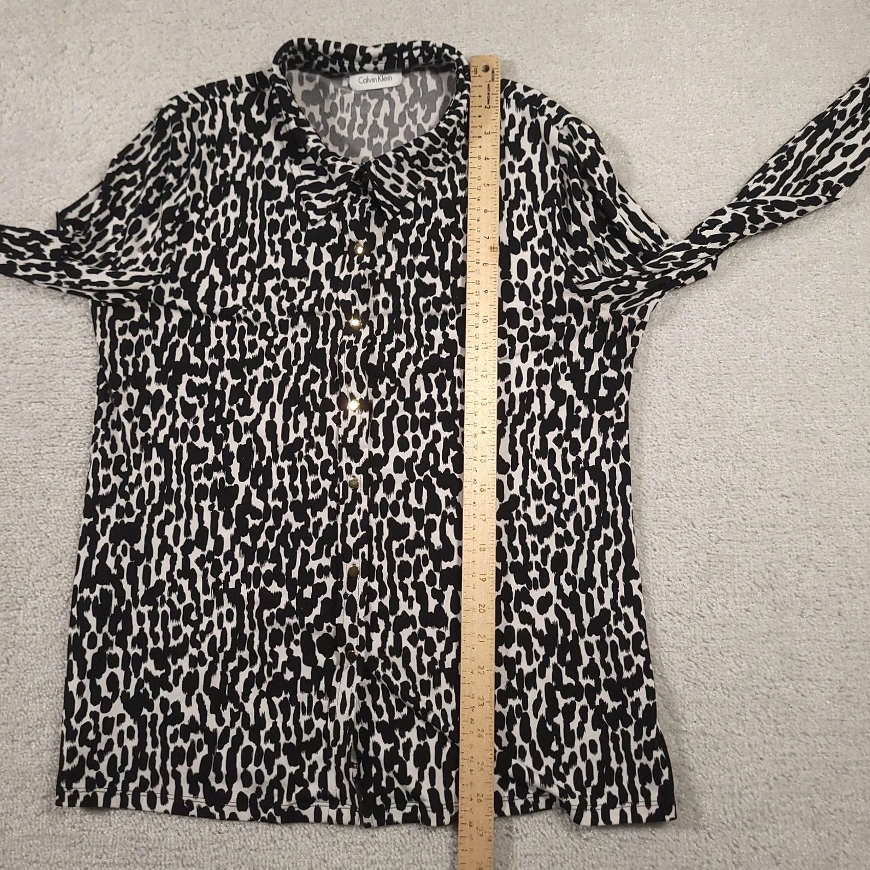 Calvin Klein Calvin Klein Shirt Womens Large Black White Leopard Print Long Sleeve Blouse Size L / US 10 / IT 46 - 6 Thumbnail