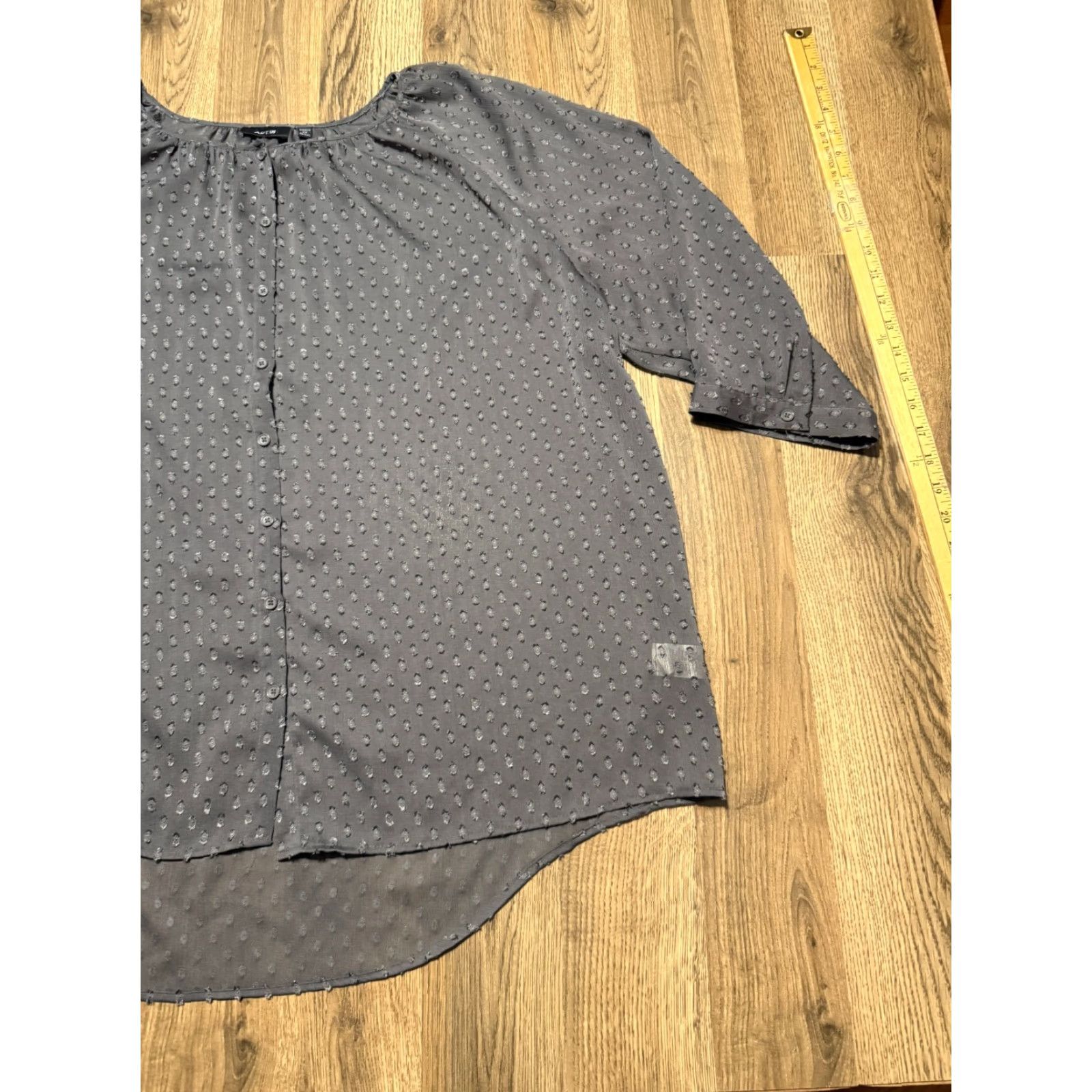 Apt. 9 APT. 9 Women's Gray Long Sleeve Button Up Crew Neck Lightweight Casual 2X Shirt Womens Size XXL / US 16-18 / IT 52-54 - 2 Thumbnail