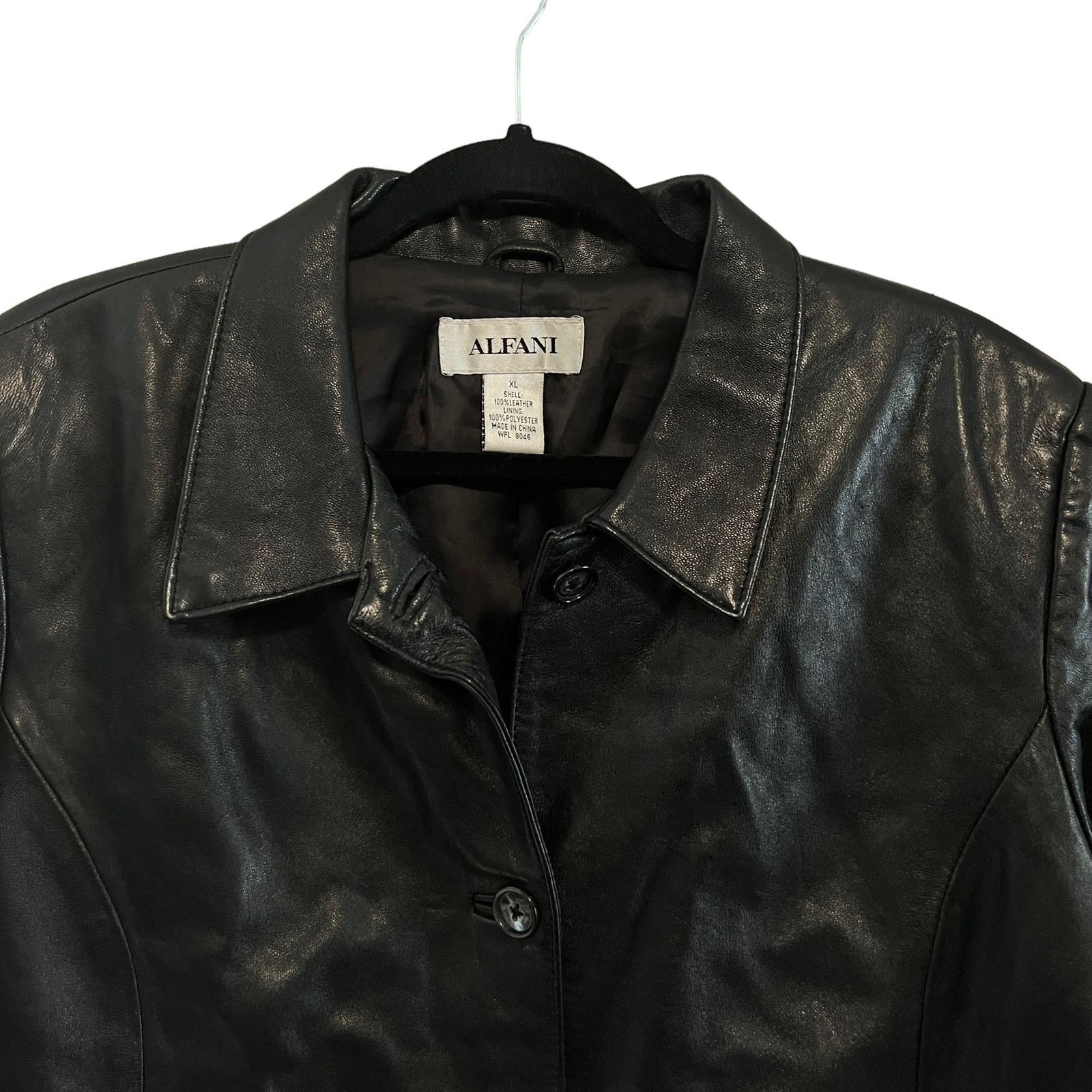 Alfani Vintage Alfani Soft Black Leather Button Down Jacket XL Size XL / US 12-14 / IT 48-50 - 4 Thumbnail