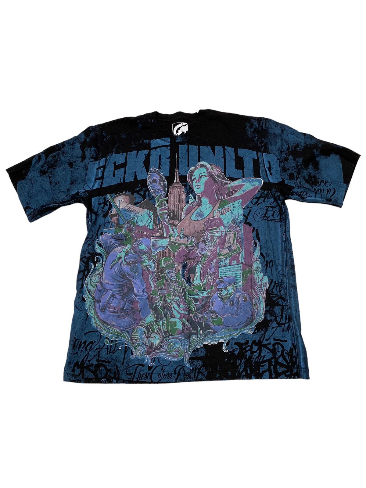 Y2K Echo Unlimited All Over Print Urban City Graffiti Shirt