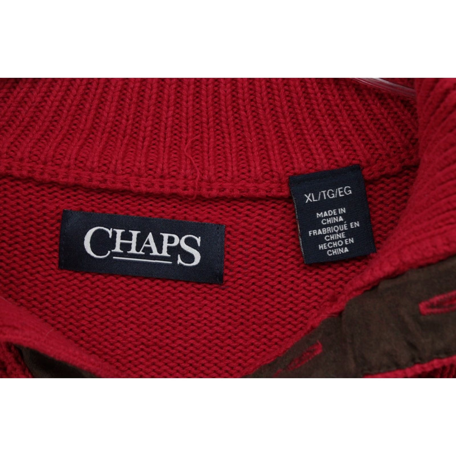Chaps Chaps Sweater Mens XL Red Cable Knit Button Mock Neck Preppy Cabincore Christmas 90s Size US XL / EU 56 / 4 - 7 Thumbnail