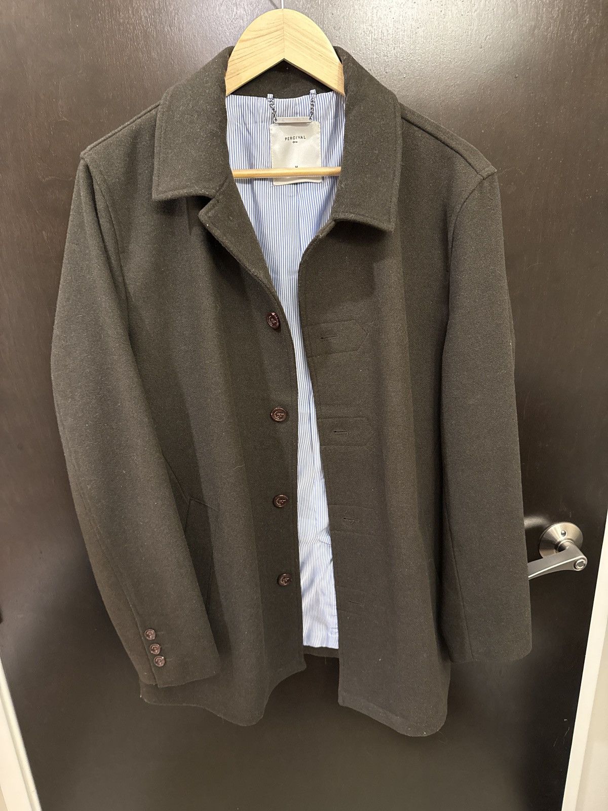 Percival Olive Wool Pea Coat