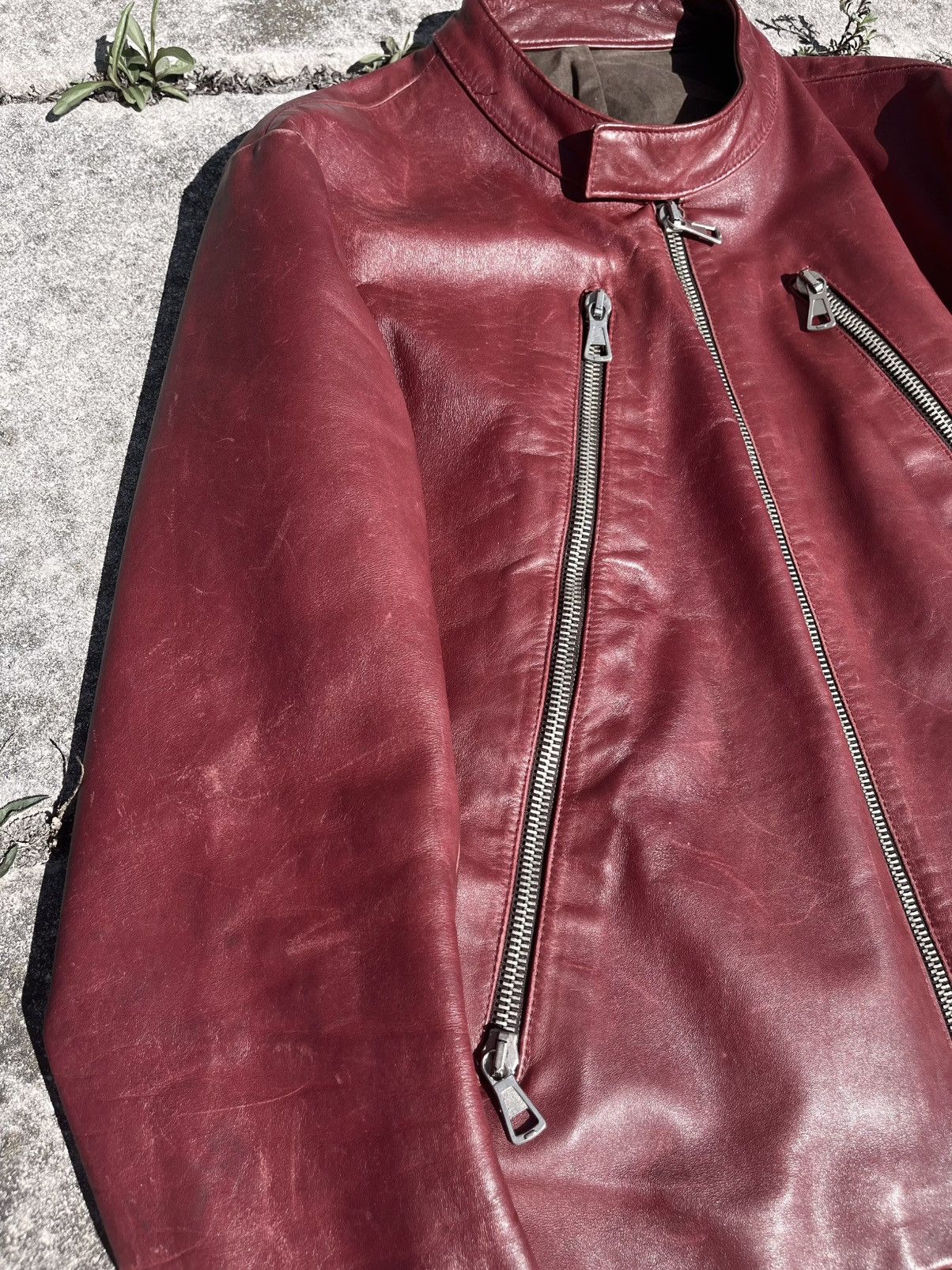 Maison Margiela SS00 Maison Martin Margiela 5 zip leather jacket burgundy Size US M / EU 48-50 / 2 - 3 Thumbnail