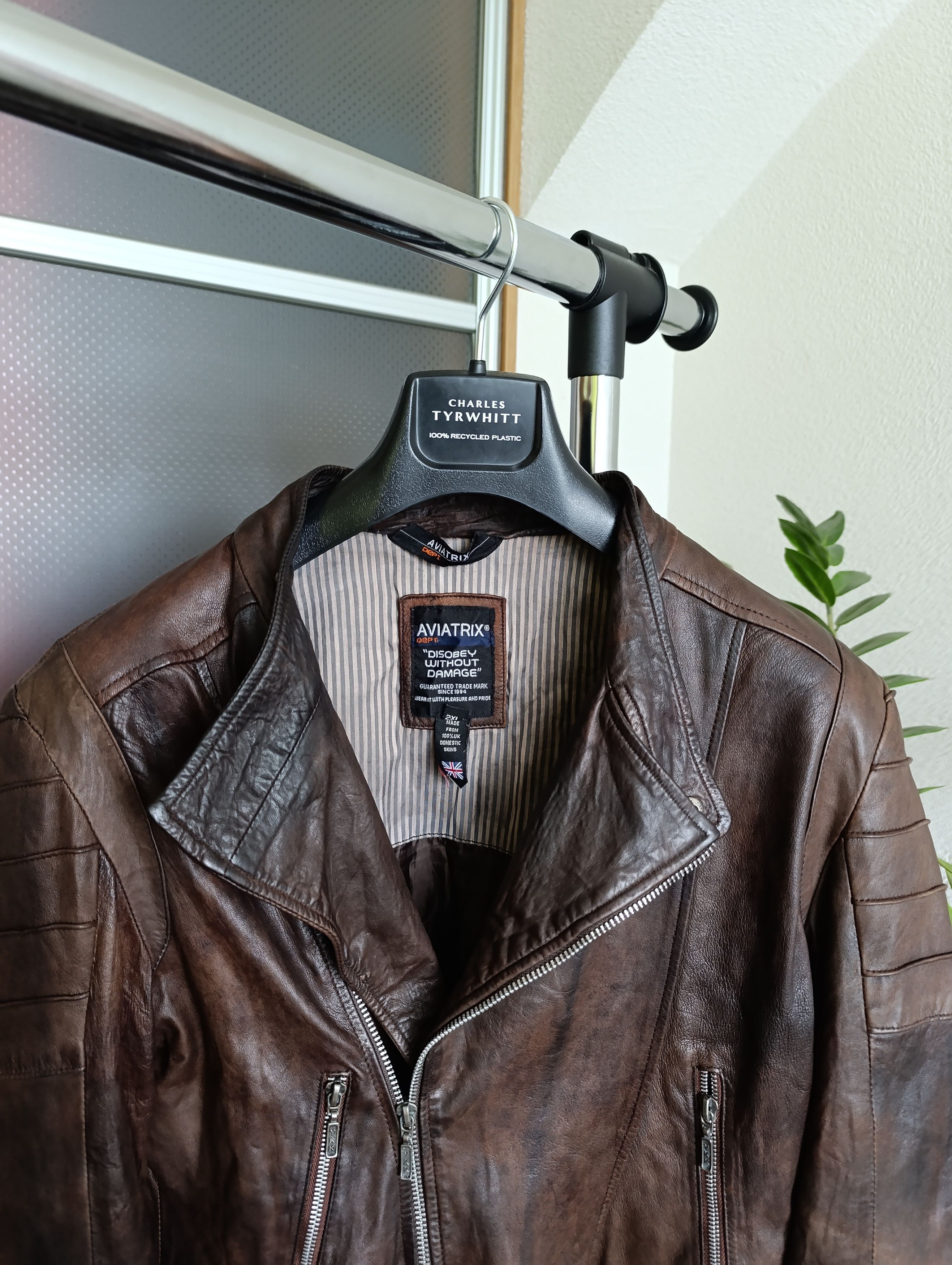 Vintage AVIATRIX WOMEN LEATHER BIKER JACKER Size XXL / US 16-18 / IT 52-54 - 2 Thumbnail