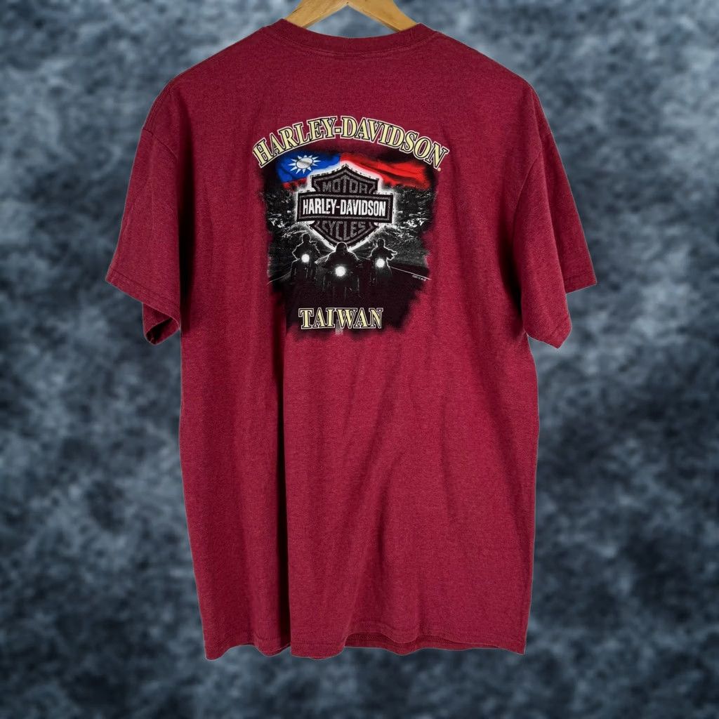 Harley Davidson Harley-Davidson Mens Graphic Tee Heather Red Wings Logo Short Sleeve L Size US 33 - 1 Thumbnail