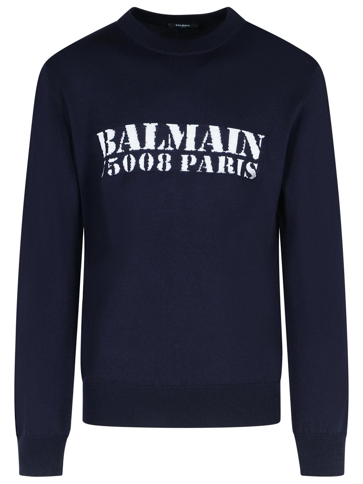 Balmain BALMAIN Navy Merino Wool Sweater Size US XL / EU 56 / 4 - 1 Thumbnail