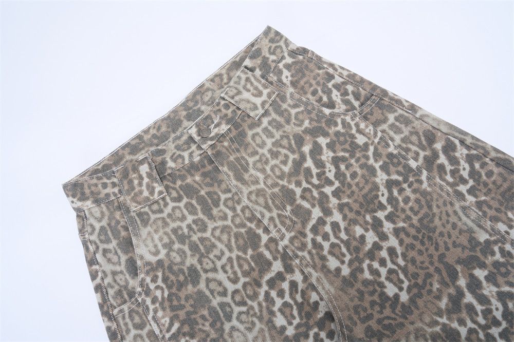 Jean Men's punk loose wide-leg vintage leopard scimitar jeans Size US 32 / EU 48 - 3 Thumbnail