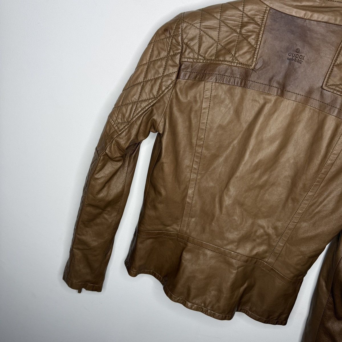 Gucci Gucci Leather Jacket Biker by Tom Ford Y2K Size S / US 4 / IT 40 - 8 Thumbnail